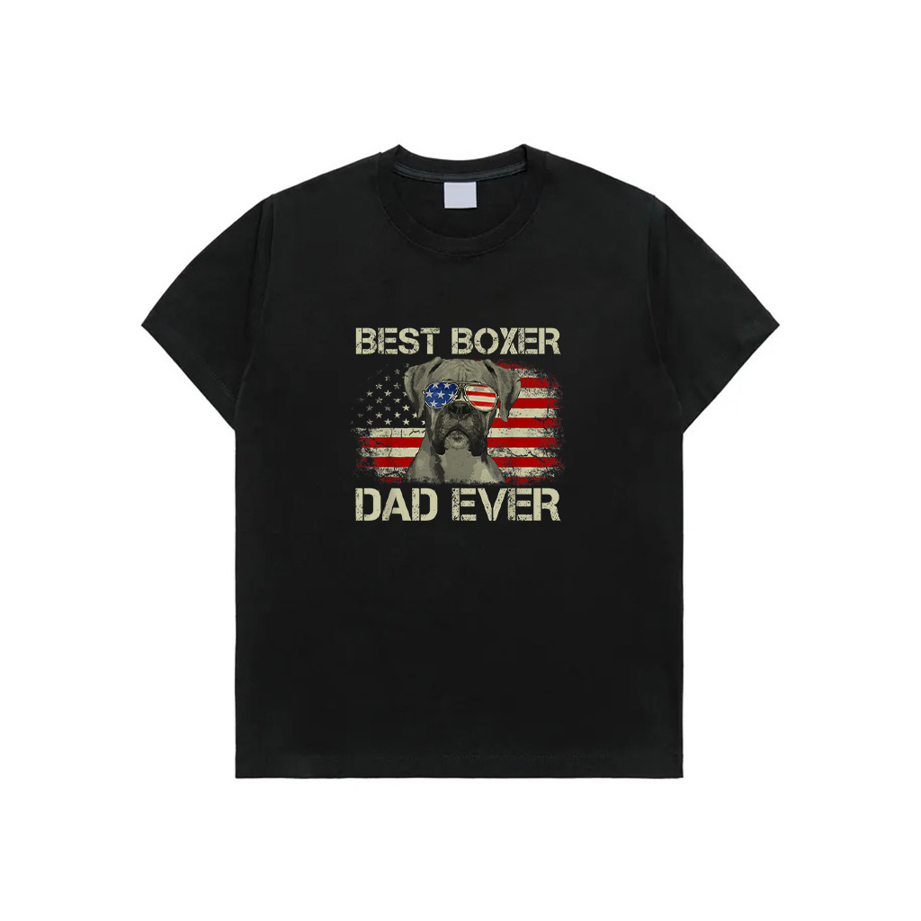 Best Boxer Dad Ever Tshirt Dog Lover American Flag Gift Men T-Shirt