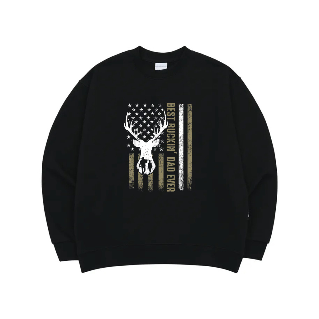 Best Buckin' Dad Ever Deer Hunting Fathers Day American Flag Sweatshirt