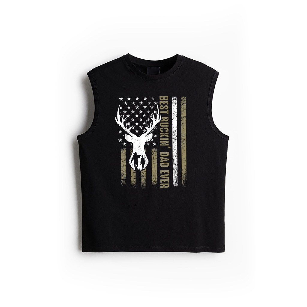 Best Buckin' Dad Ever Deer Hunting Fathers Day American Flag Tank Top