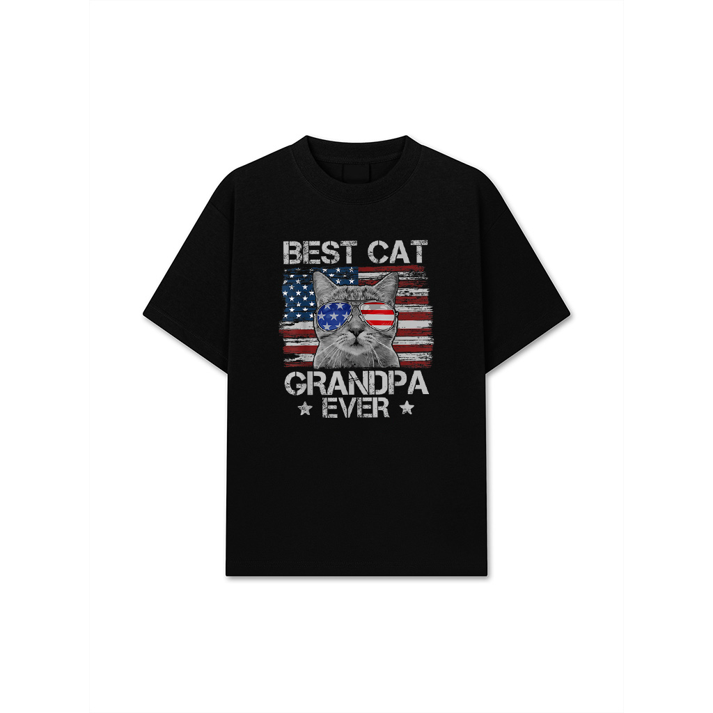 Best Cat Grandpa Ever American Flag Patriotic 4Th Of July T-Shirt