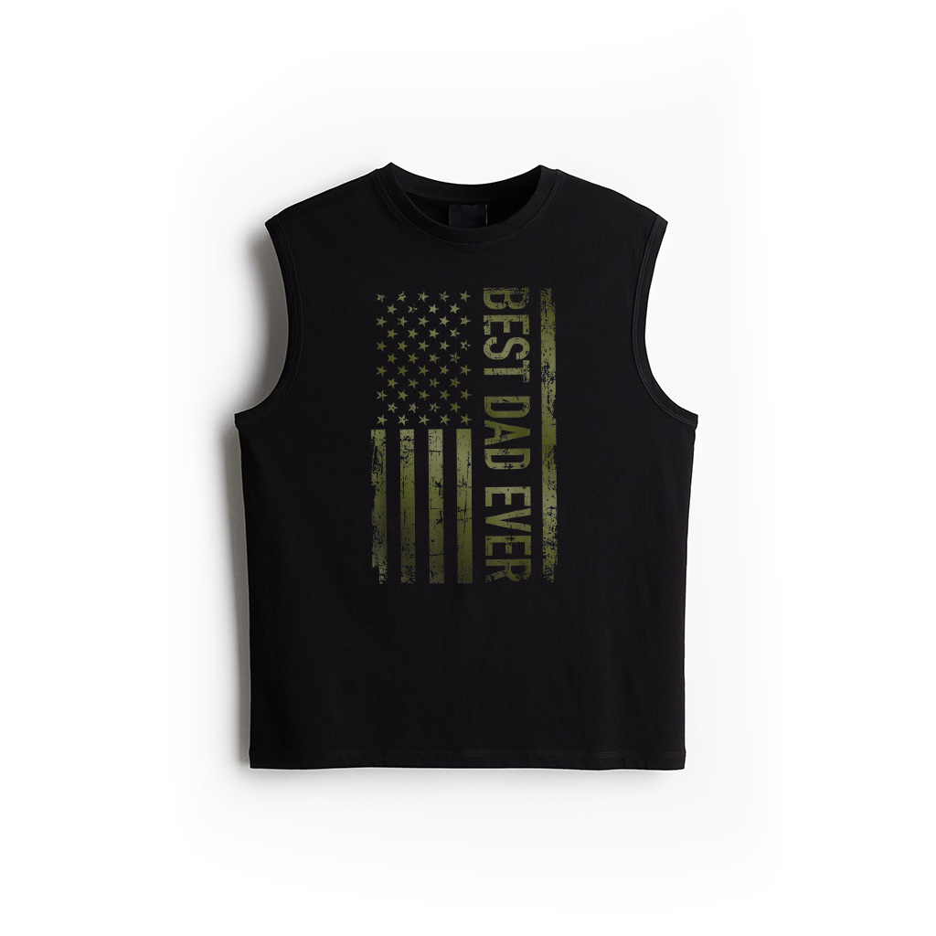 Best Dad Ever American Military Camouflage Flag Gift Father Tank Top