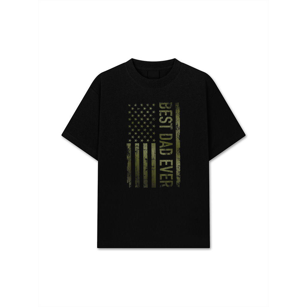 Best Dad Ever American Military Camouflage Flag Gift Father T-Shirt