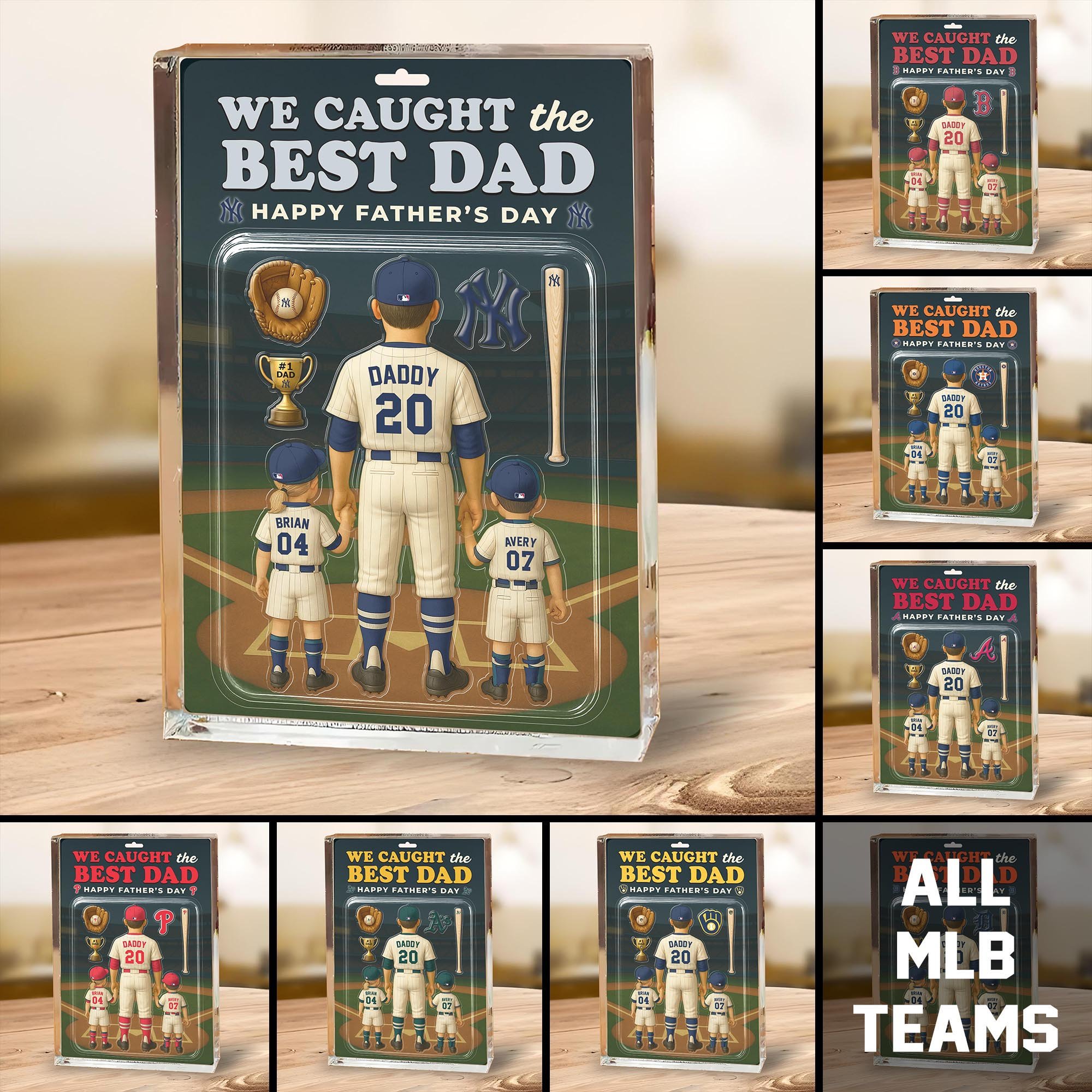 Best DAD MLB Shape Acrylic Blocks Custom Blocks, Sport Decorations, Gifts For Dad 