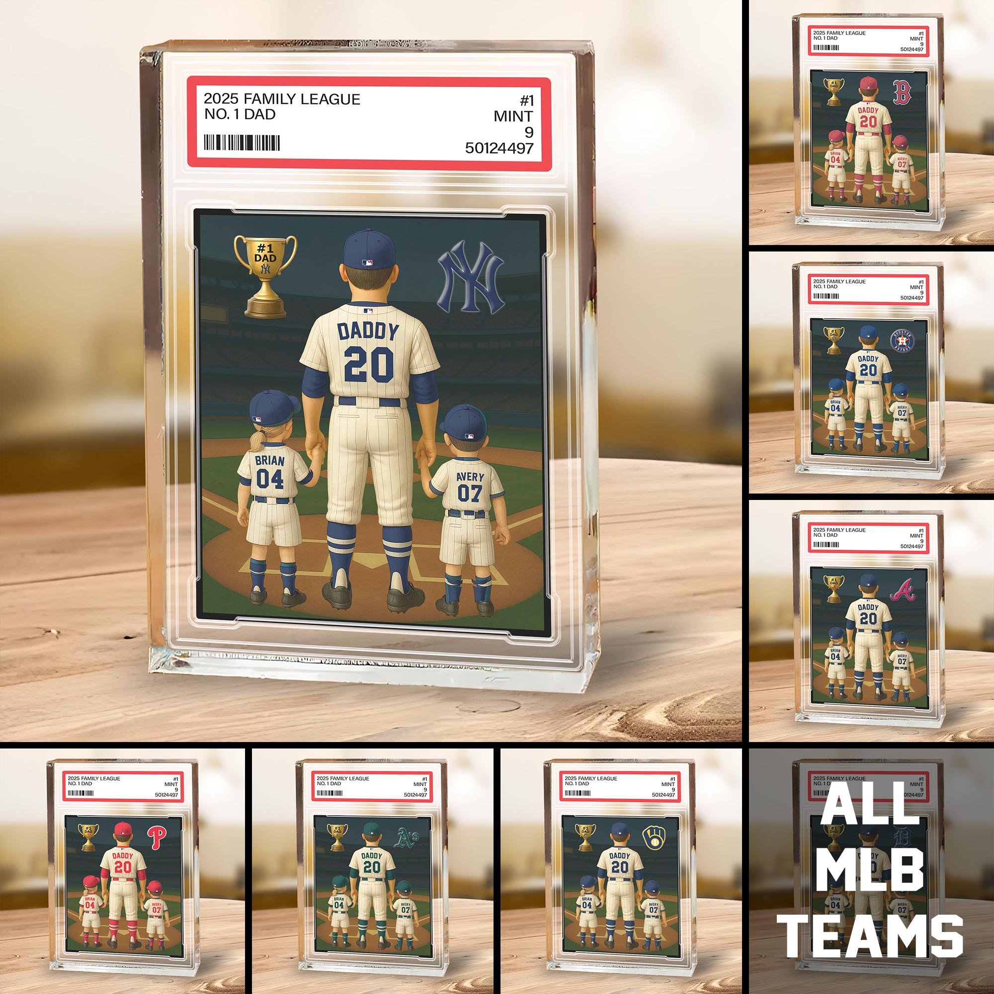 Best Dad Shape Acrylic Blocks Custom Name, Sport Gifts For Dad, Home Decorations 
