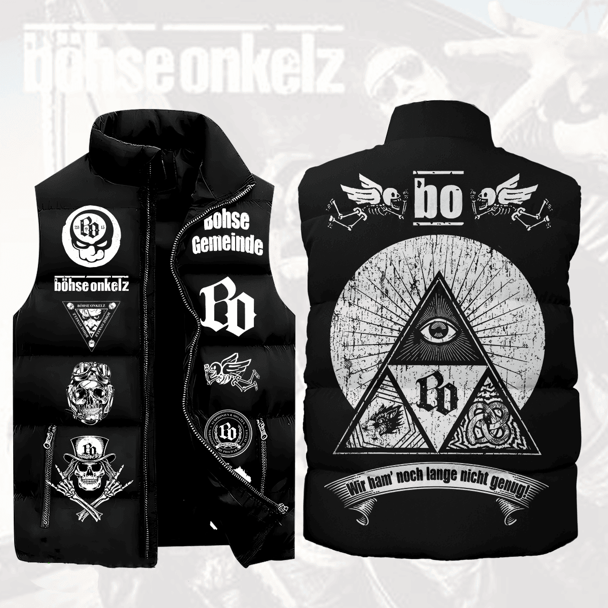 Bhse Onkelz Music Style Sleeveless Puffer Jacket
