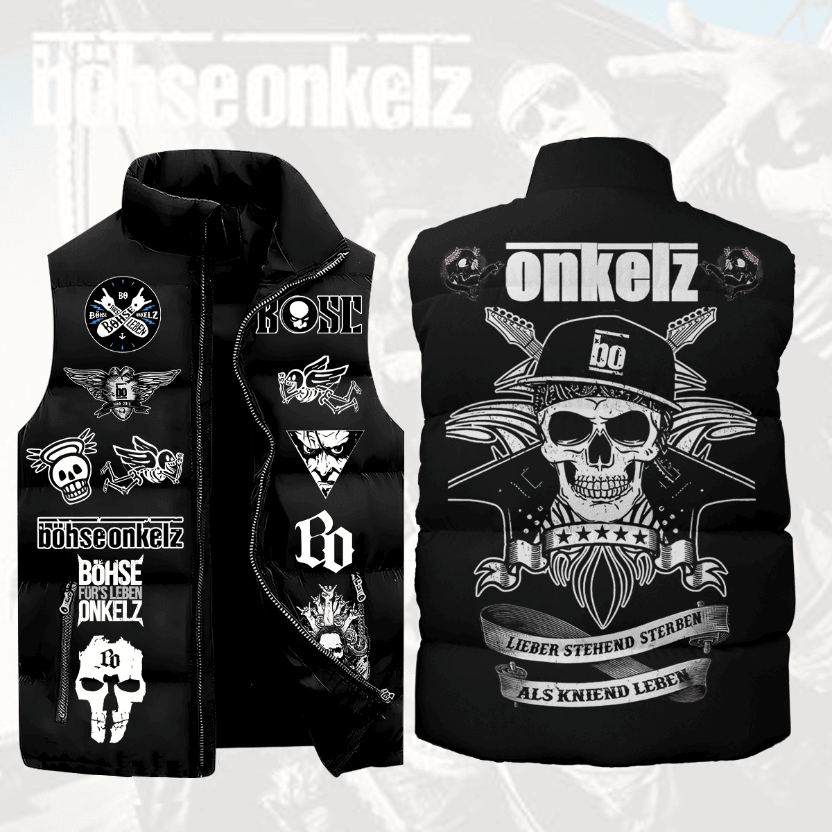 Bhse Onkelz Music Style Sleeveless Puffer Jacket