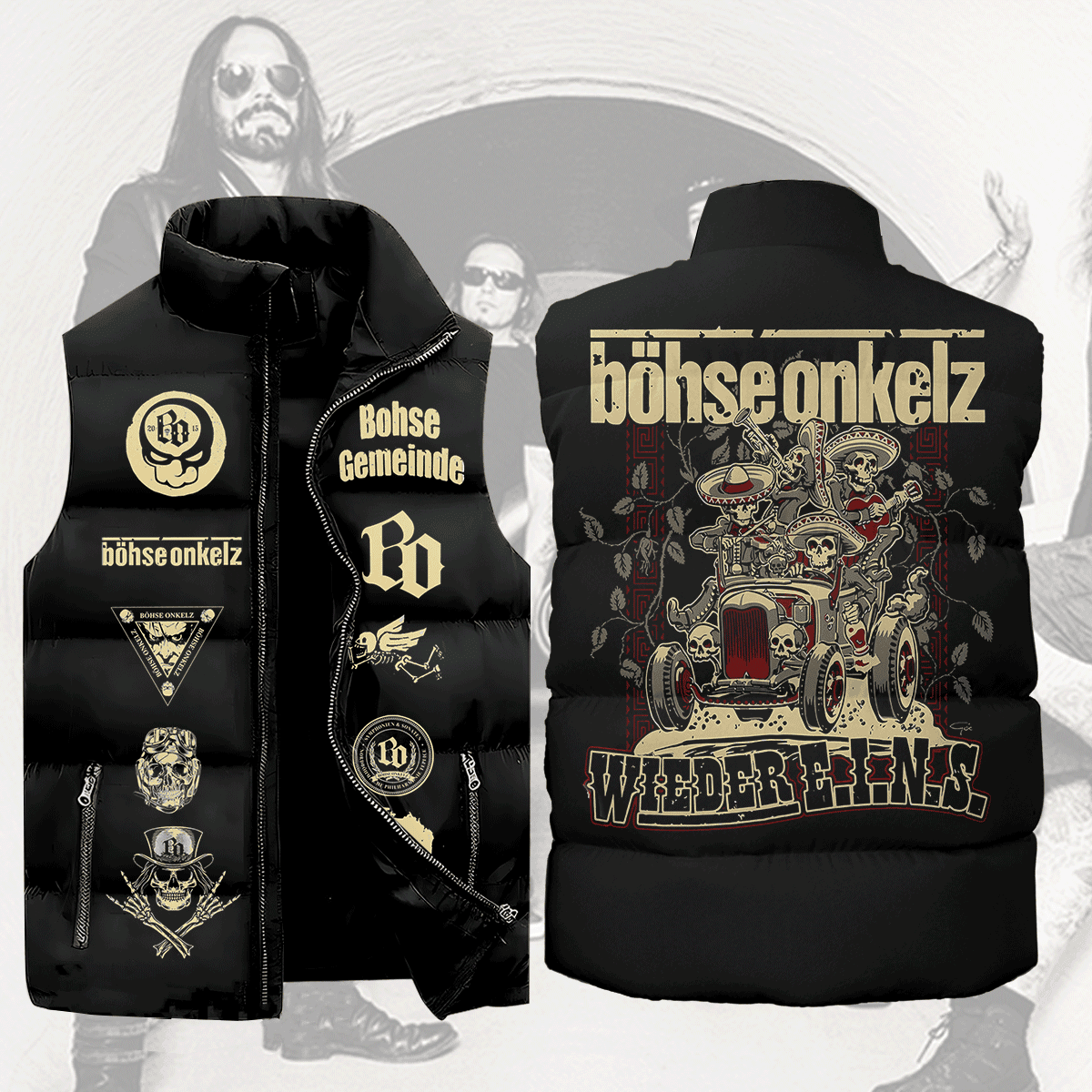 Bhse Onkelz Music Style Sleeveless Puffer Jacket