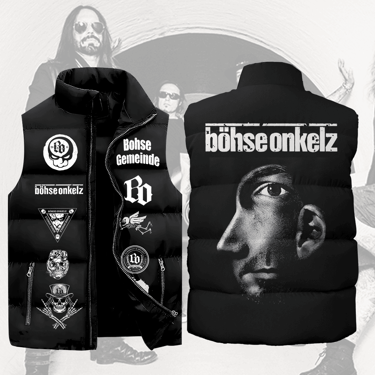 Bhse Onkelz Music Style Sleeveless Puffer Jacket