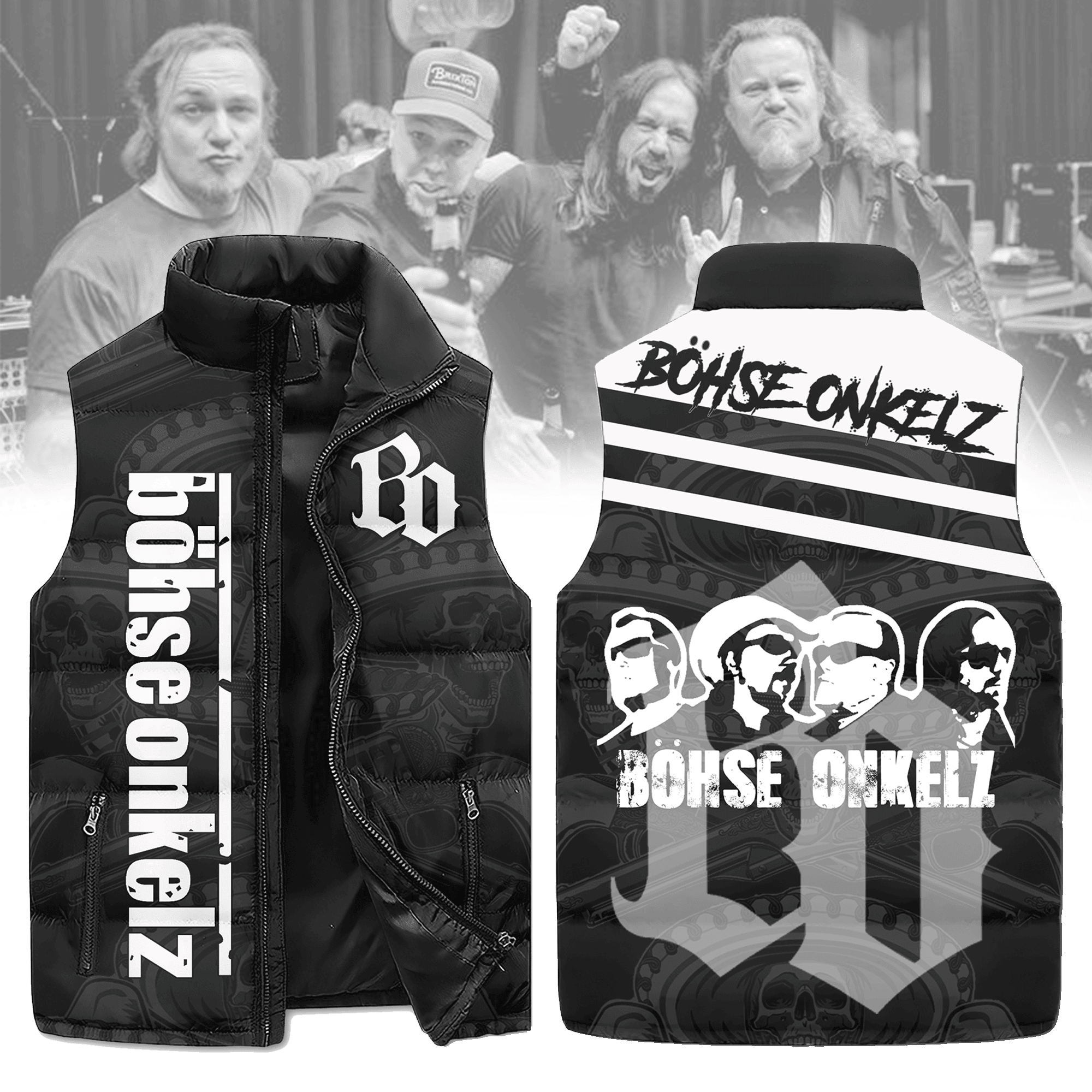 Bhse Onkelz Music Style Sleeveless Puffer Jacket