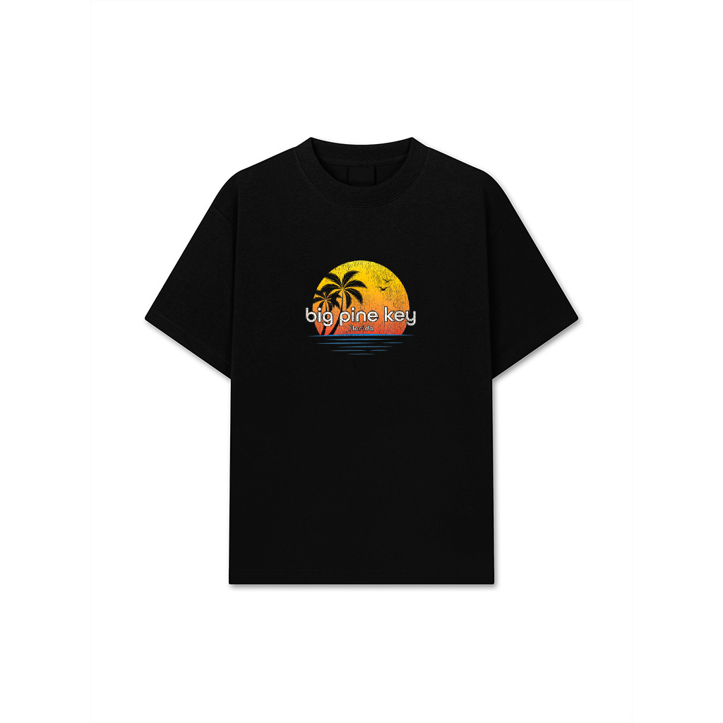 Big Pine Key FL Vintage Palm Tree Sunset T-Shirt