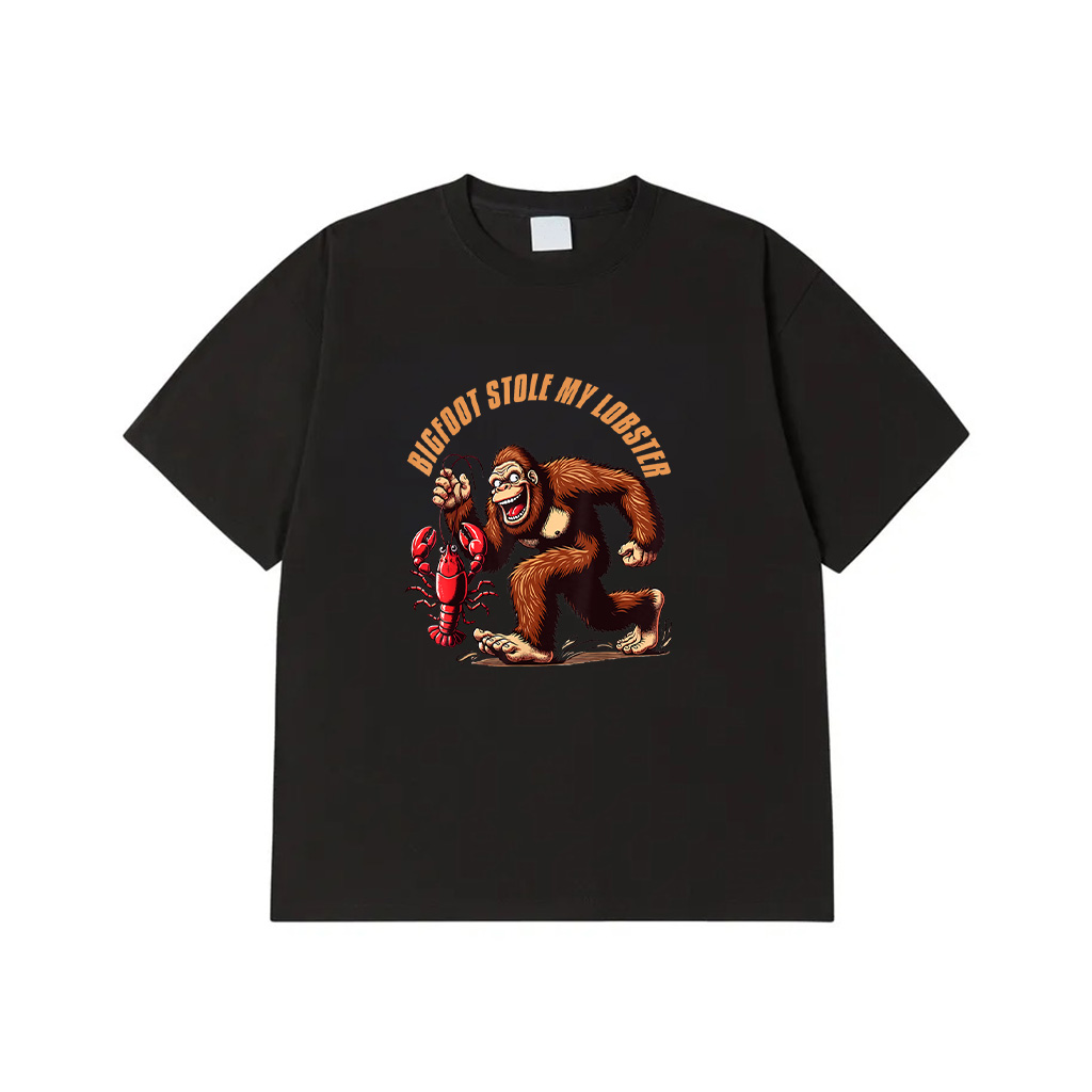 Bigfoot With Lobster Funny Vintage Bigfoot Stole My Lobster T-Shirt