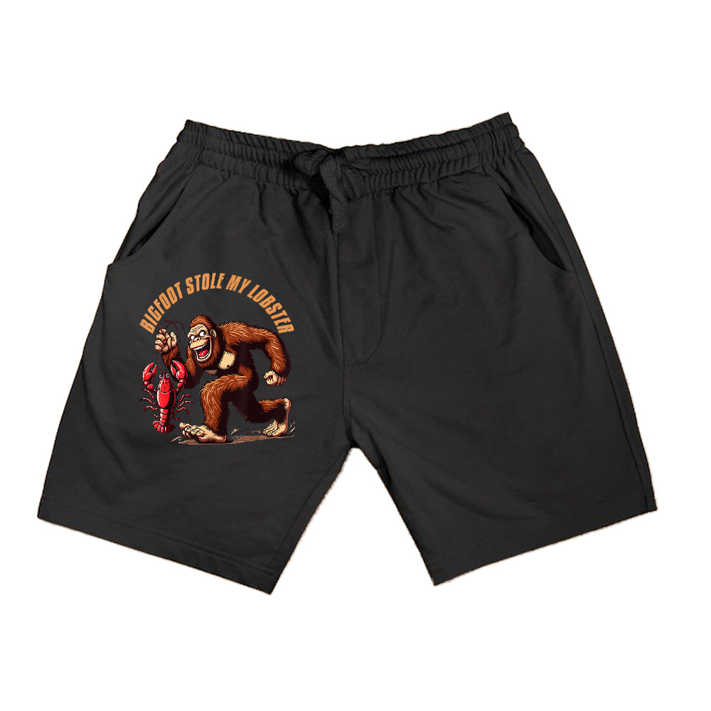 Bigfoot With Lobster Funny Vintage Bigfoot Stole My Lobster Shorts