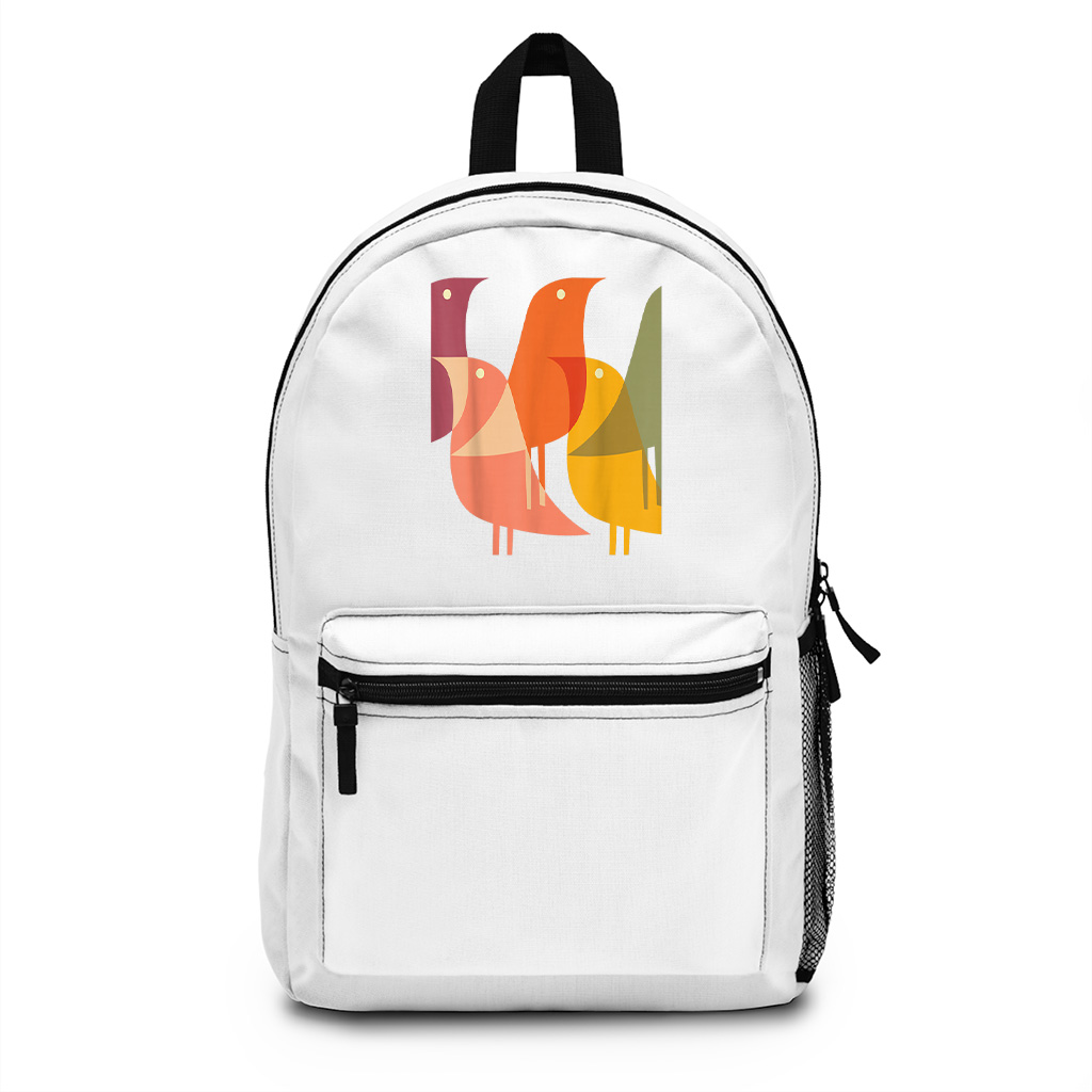 Bird Print Art Deco 60S Style Minimal Hippy Retro Cool Backpack