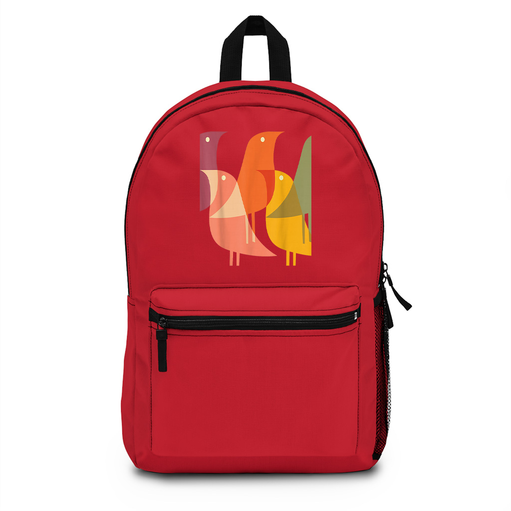 Bird Print Art Deco 60S Style Minimal Hippy Retro Cool Backpack - Image 7