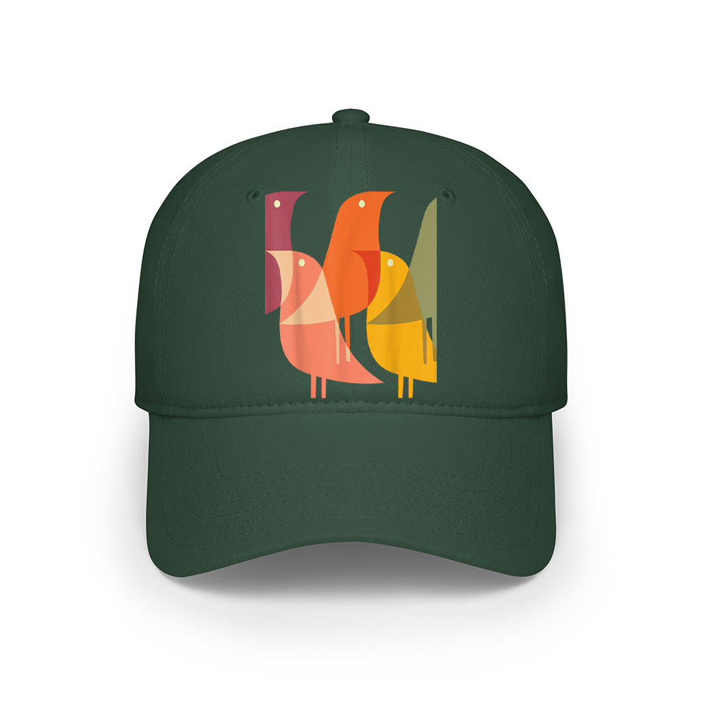 Bird Print Art Deco 60S Style Minimal Hippy Retro Cool Cap - Image 4