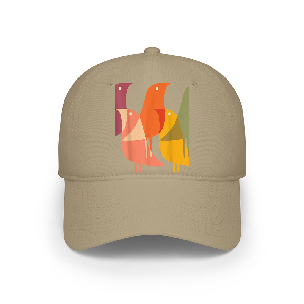 Bird Print Art Deco 60S Style Minimal Hippy Retro Cool Cap - Image 5