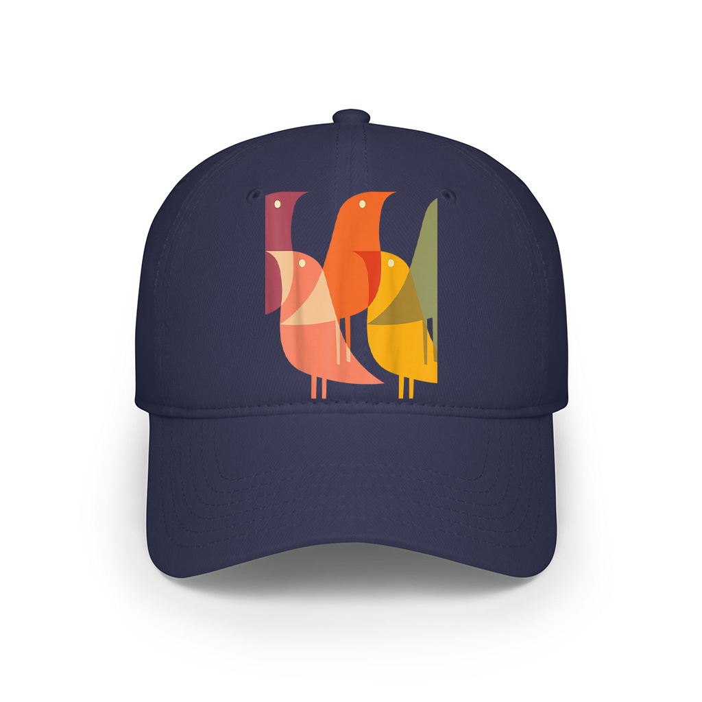 Bird Print Art Deco 60S Style Minimal Hippy Retro Cool Cap - Image 6