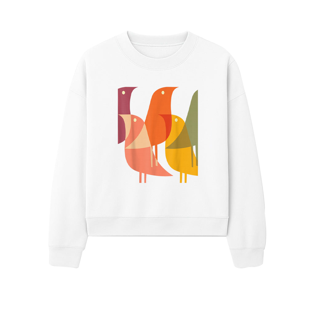 Bird Print Art Deco 60S Style Minimal Hippy Retro Cool Sweatshirts