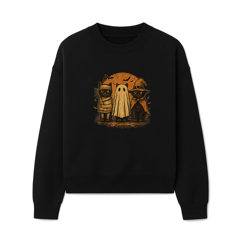 Black Cat Vintage Halloween Trio Retro Sweatshirts 06-10-2025