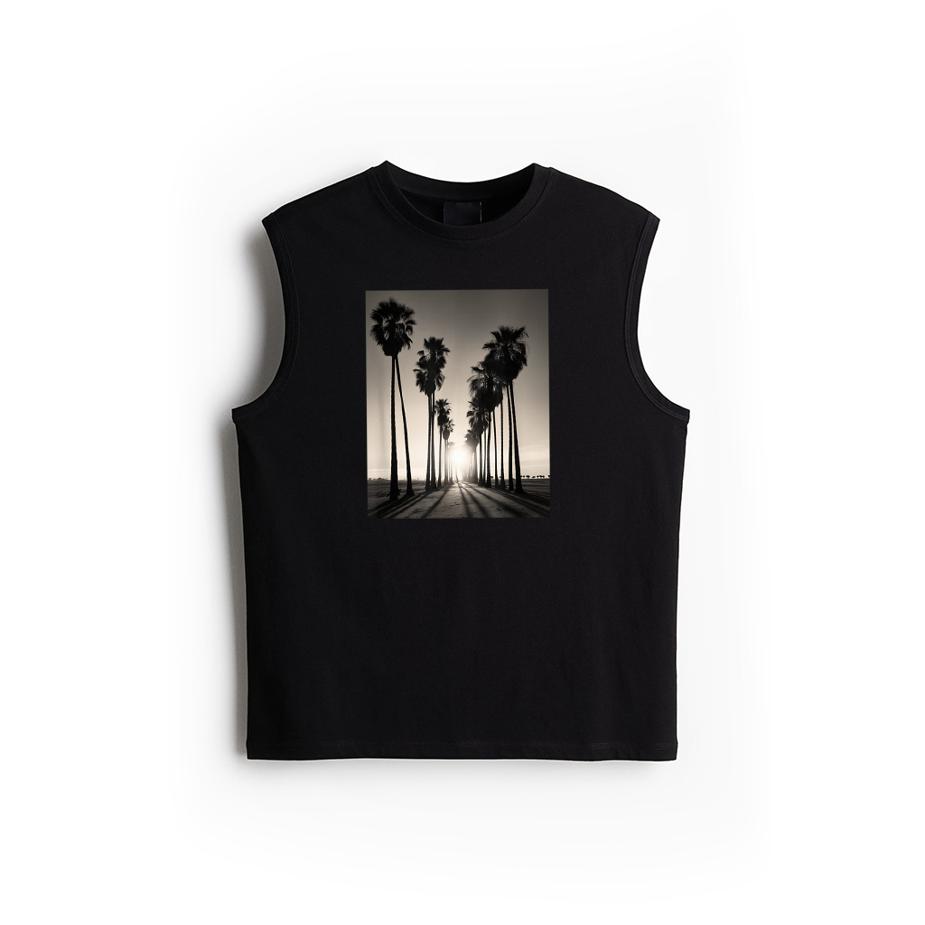 Black White Photo Of Palm Trees Sunset Vintage Photography Tank Top