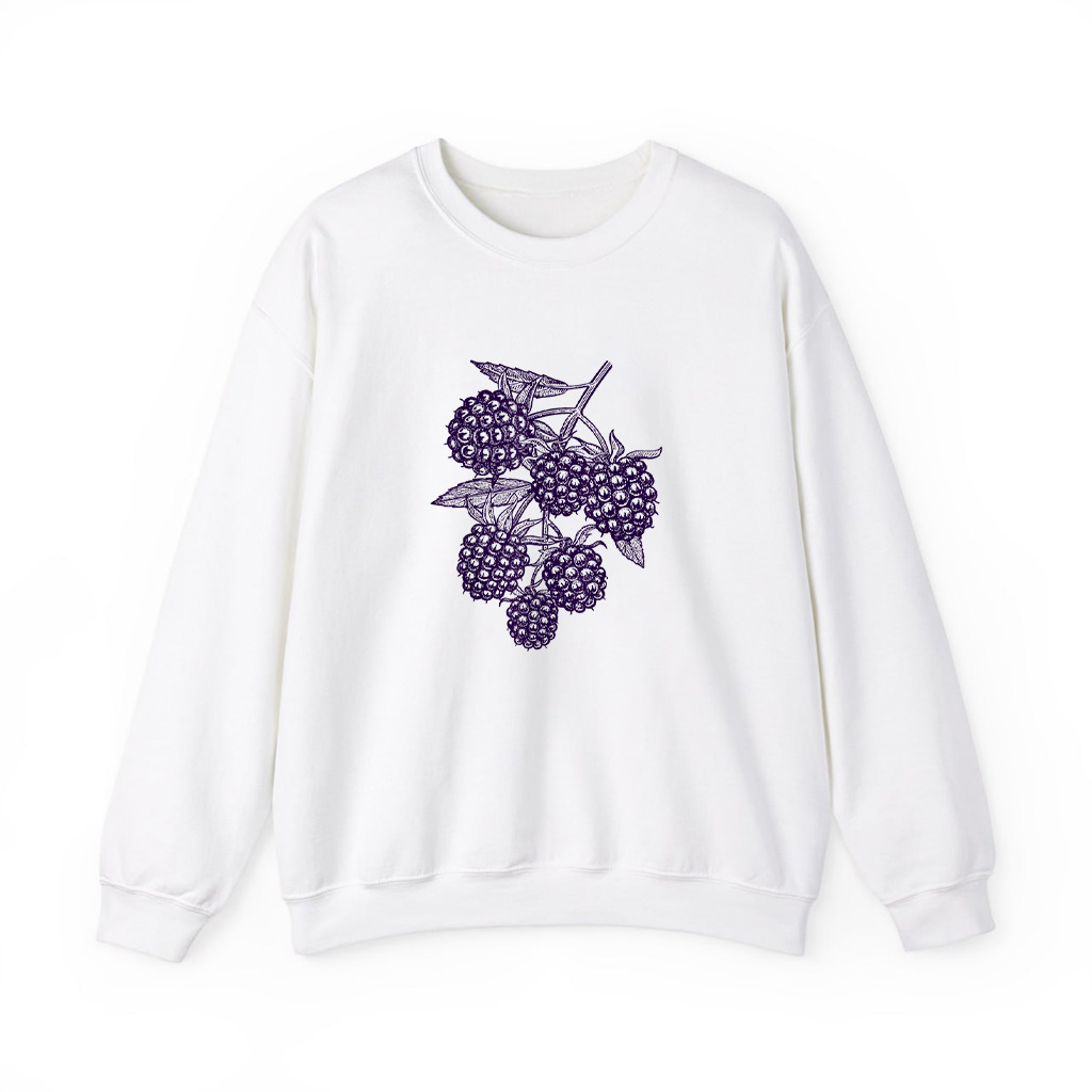 Blackberry Fruit Retro Vintage Drawing   Blackberry Sweatshirts
