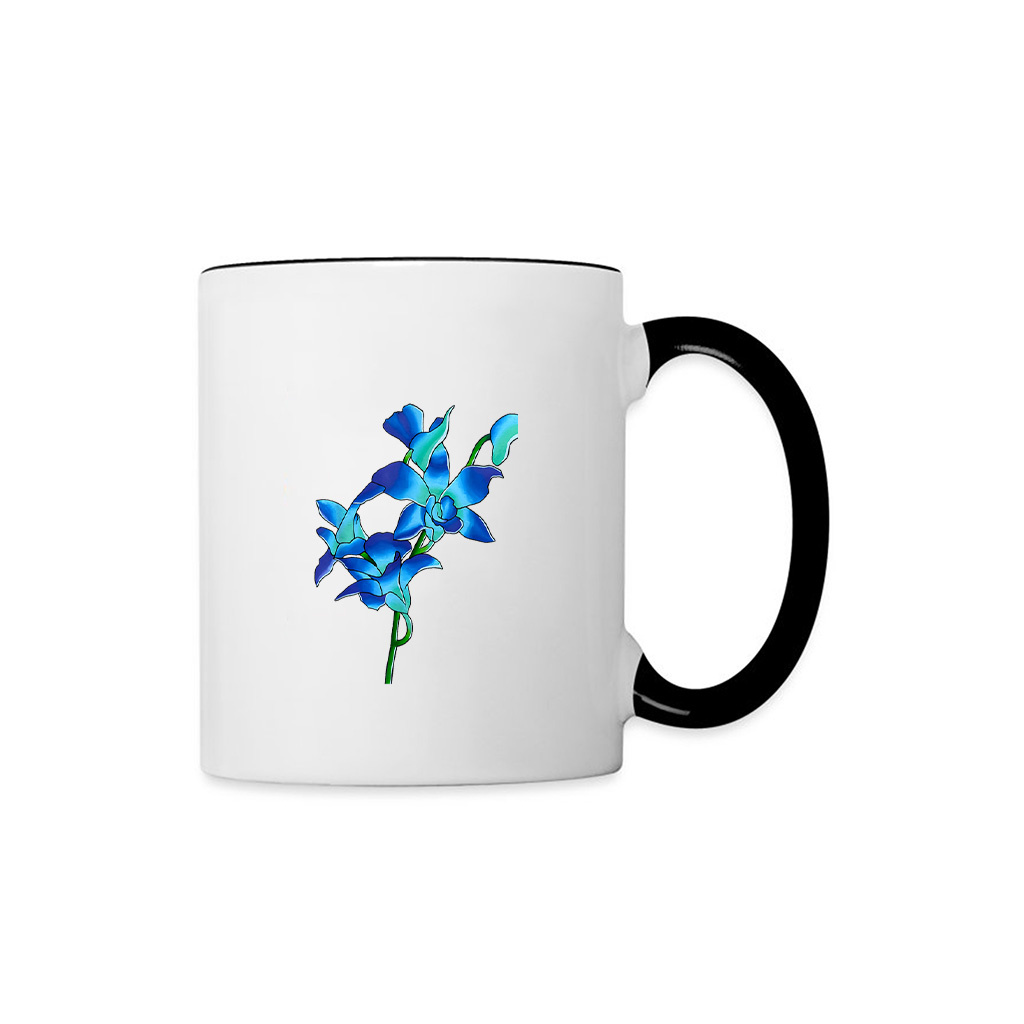 Blue Flowers Orchid Flowers In Vintage Art Floral Style Mug