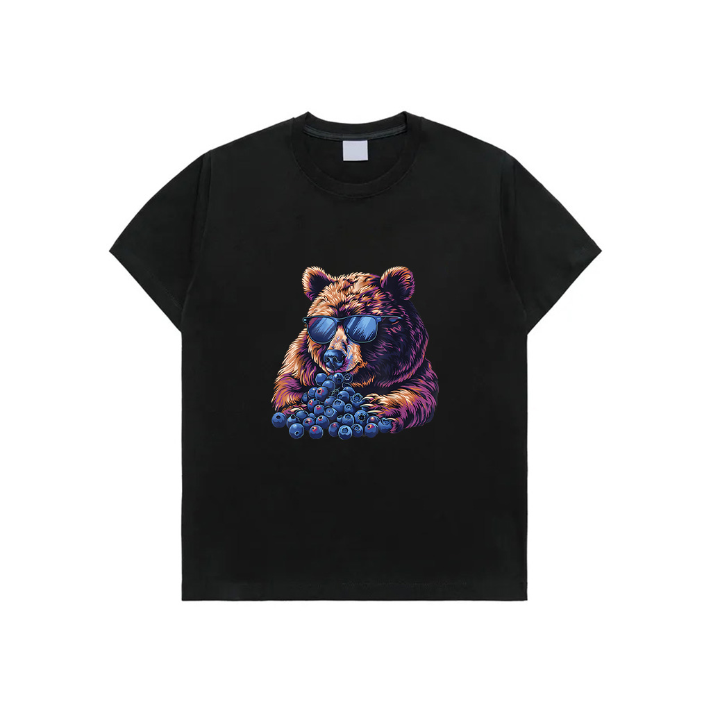Blueberry Bear Sunglasses Blueberry Fruit Portrait Drawing T-Shirt