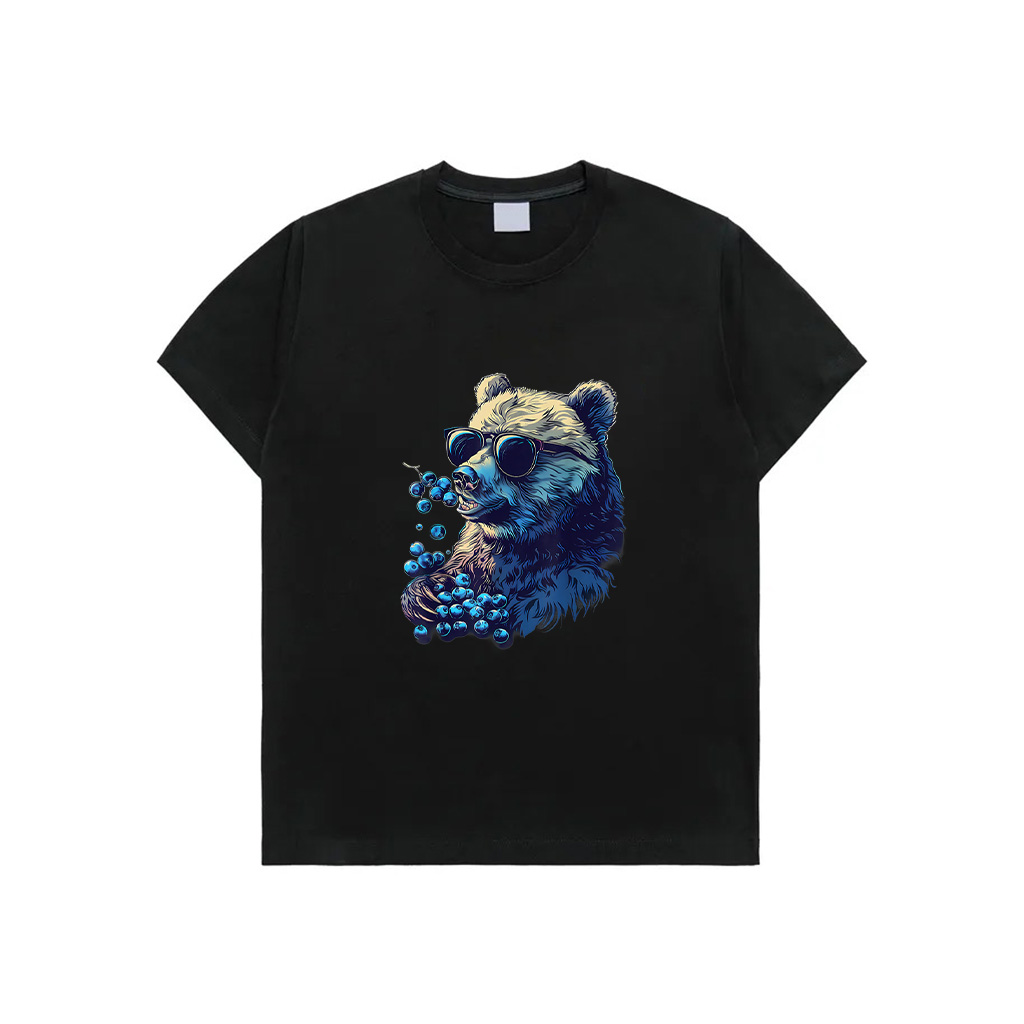 Blueberry Bear Sunglasses Portrait Drawing Blueberry Fruit T-Shirt