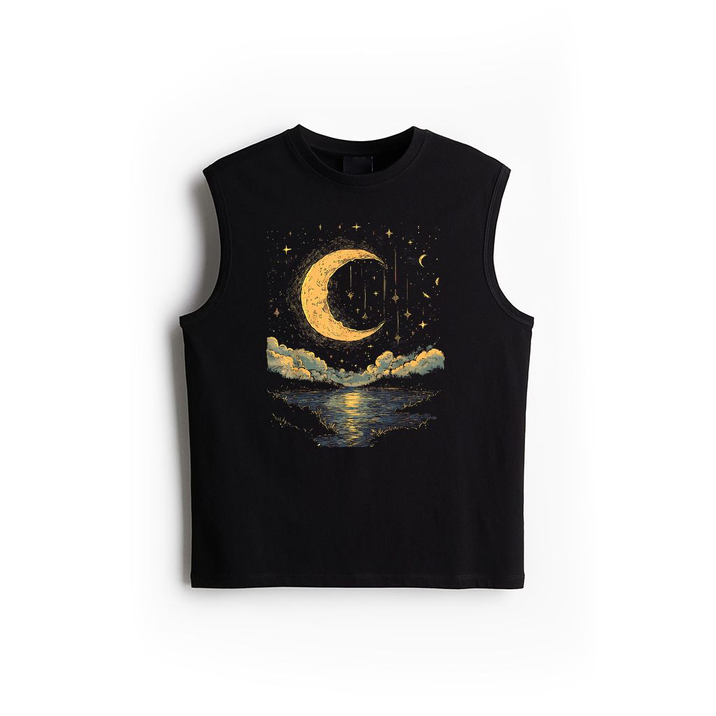 Boho Aesthetic Hippie Celestial Vintage Half Moon Water Tank Top