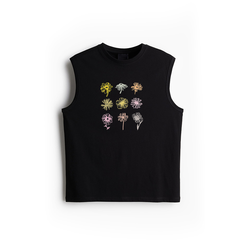 Boho Botanical And Floral Line Art Illustration In Pastel Tank Top