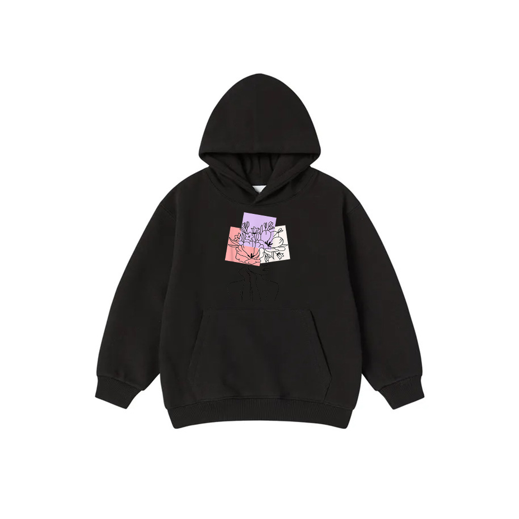 Boho Floral Line Art Flower Artsy Style Aesthetic Hoodie
