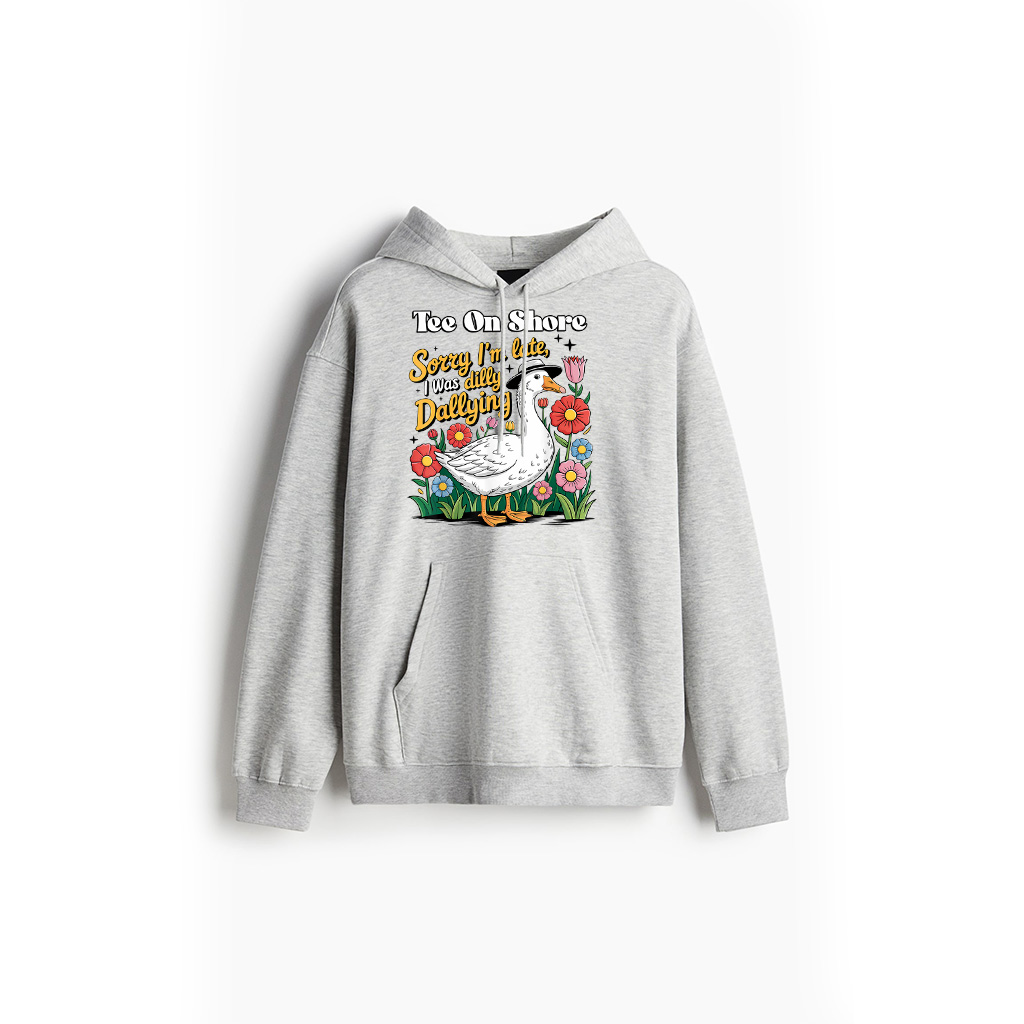 Boho Floral Sorry I'm Late I Was Dilly Dallying Funny Goose Hoodie - Image 3