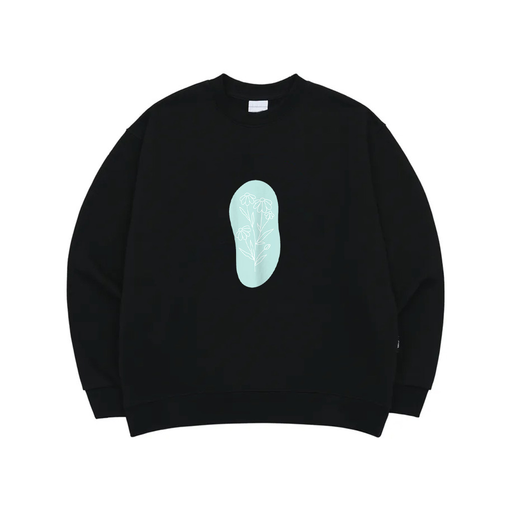 Boho Line Art Wildflower Pastel Blue Floral Minimalistic Sweatshirt