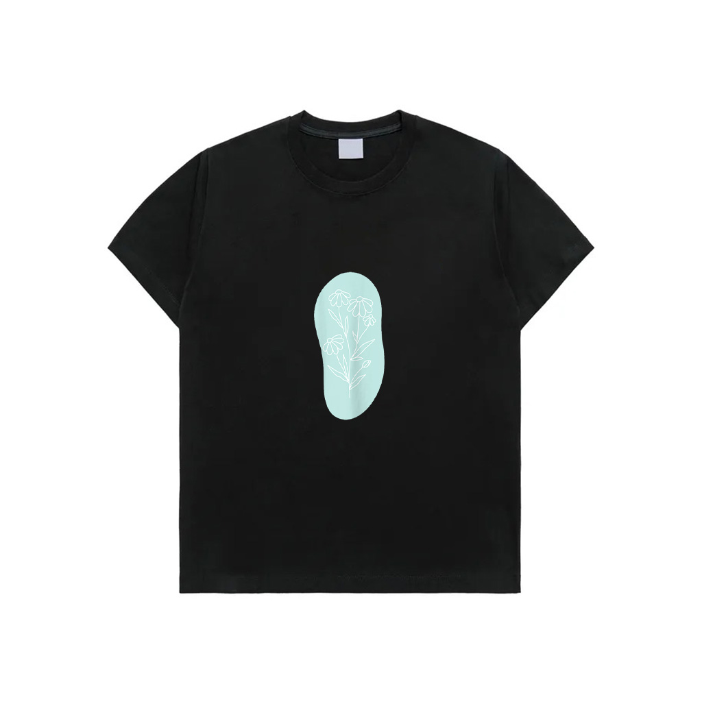 Boho Line Art Wildflower Pastel Blue Floral Minimalistic T-Shirt