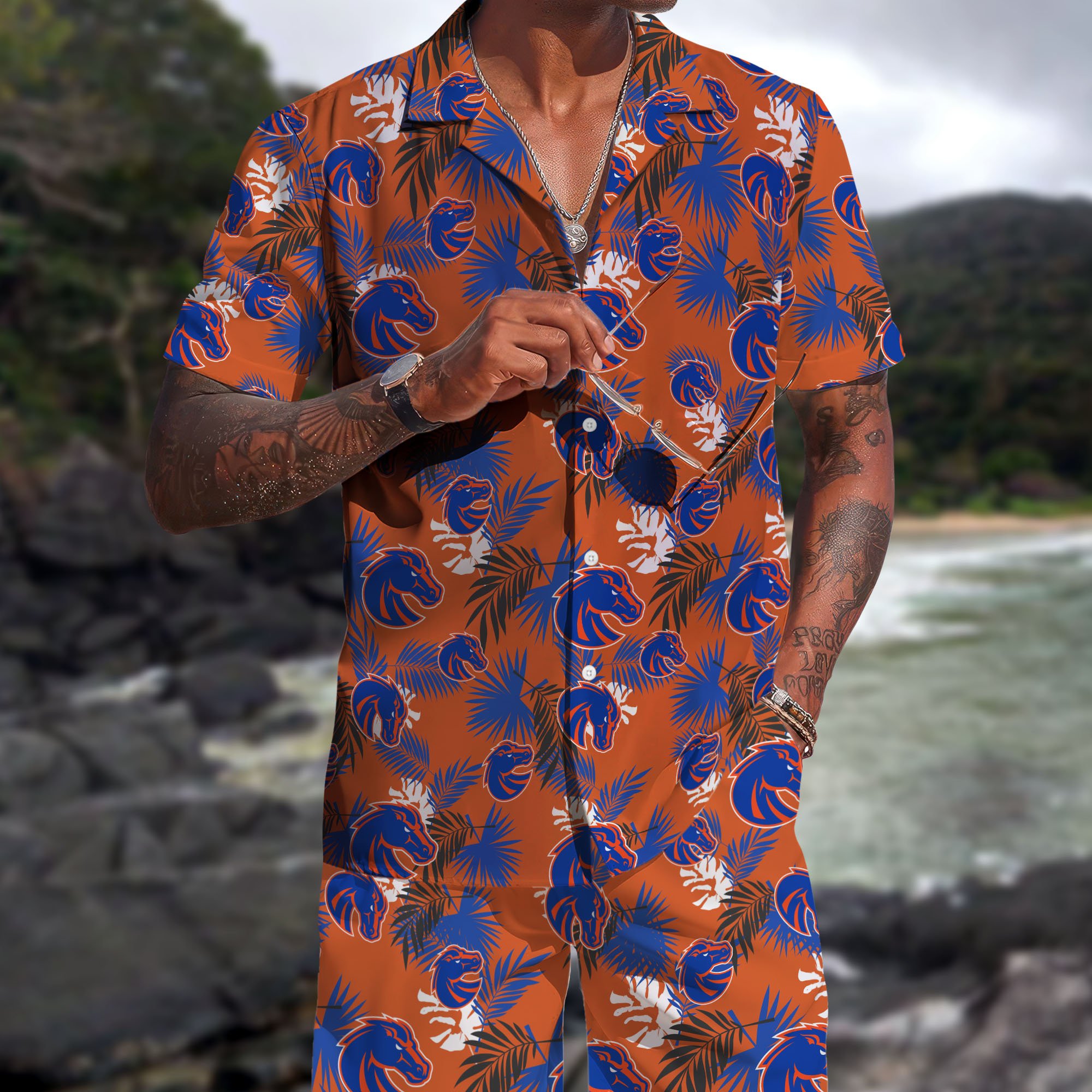 Boise State Broncos Hawaiian Shorts Set 2025 Version, Hawaiian Shirts, Sports Shorts, Gifts For Fan