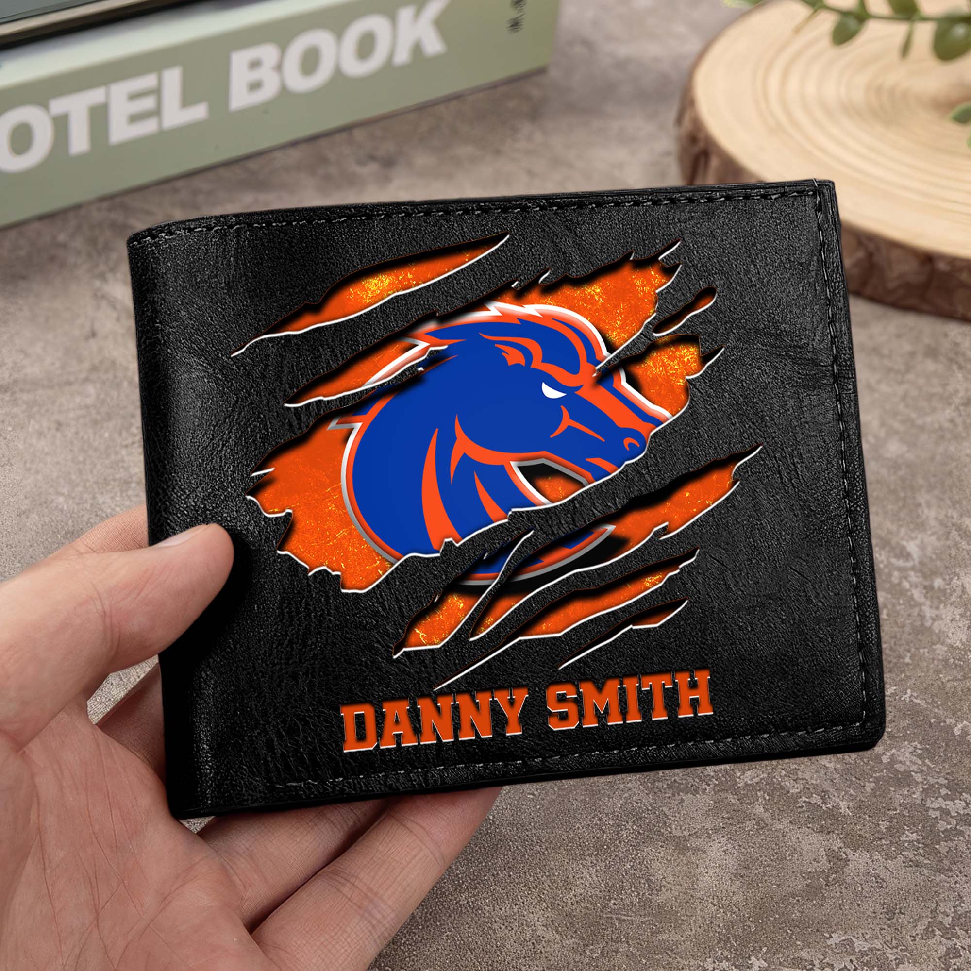 Boise State Broncos Men Wallet Custom Your Name, Football Team Men Wallet For Fans, Gifts For Football Lovers