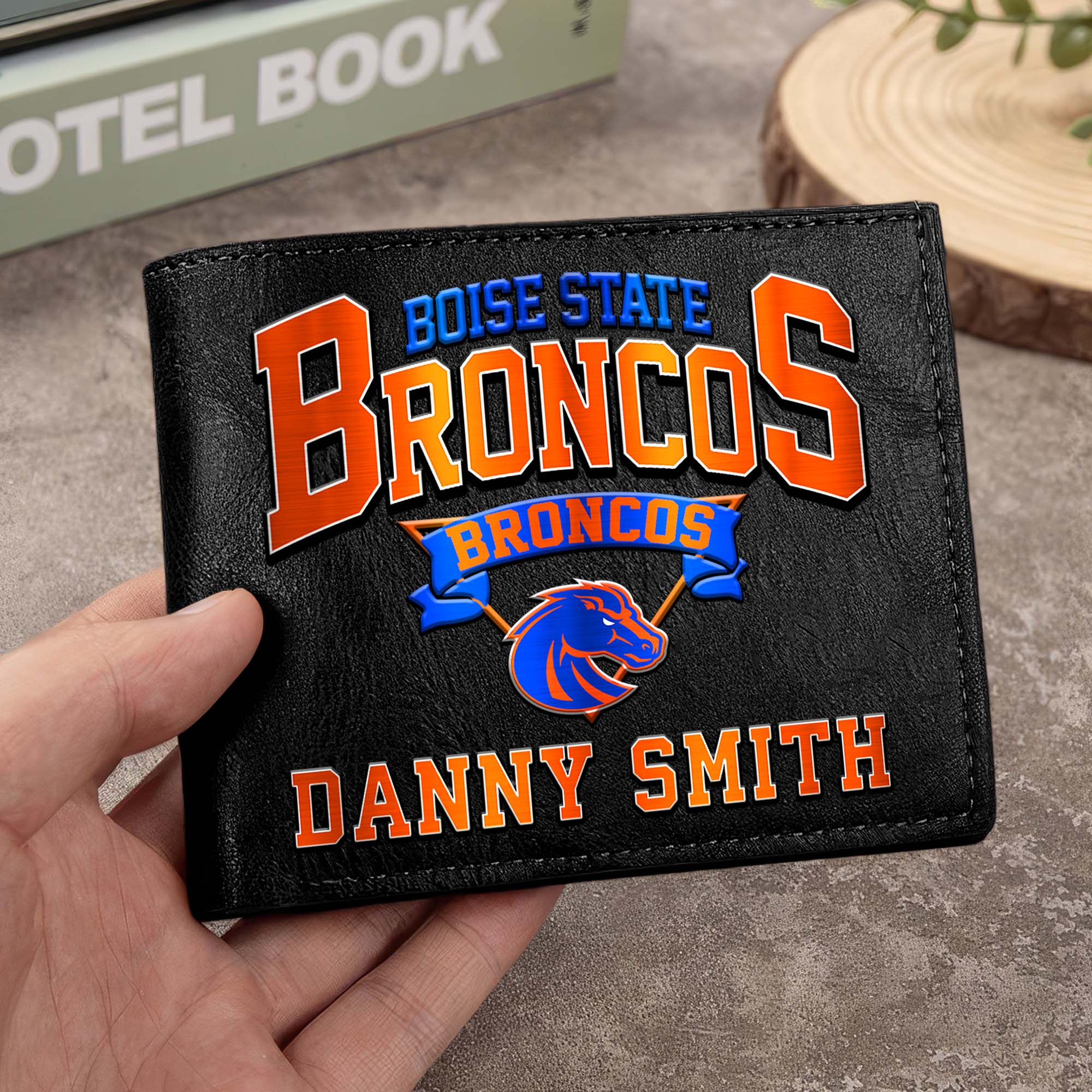 Boise State Broncos Men Wallet Custom Your Name, Football Team Men Wallet For Fans, Gifts For Football Lovers