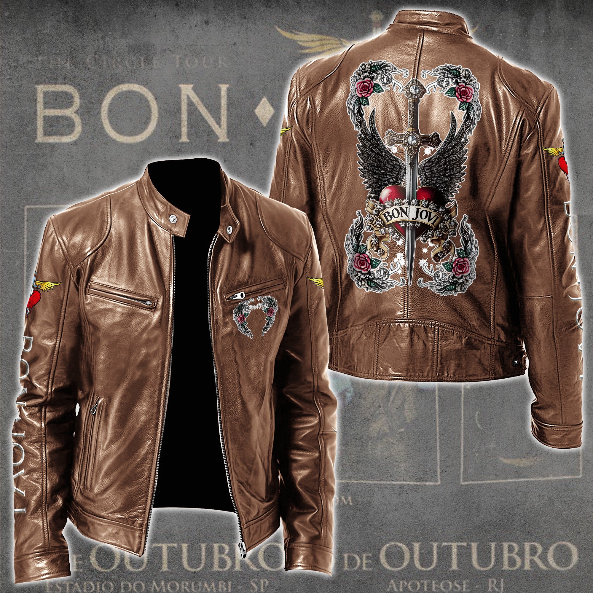 Bon Jovi Music Leather Bomber Jacket