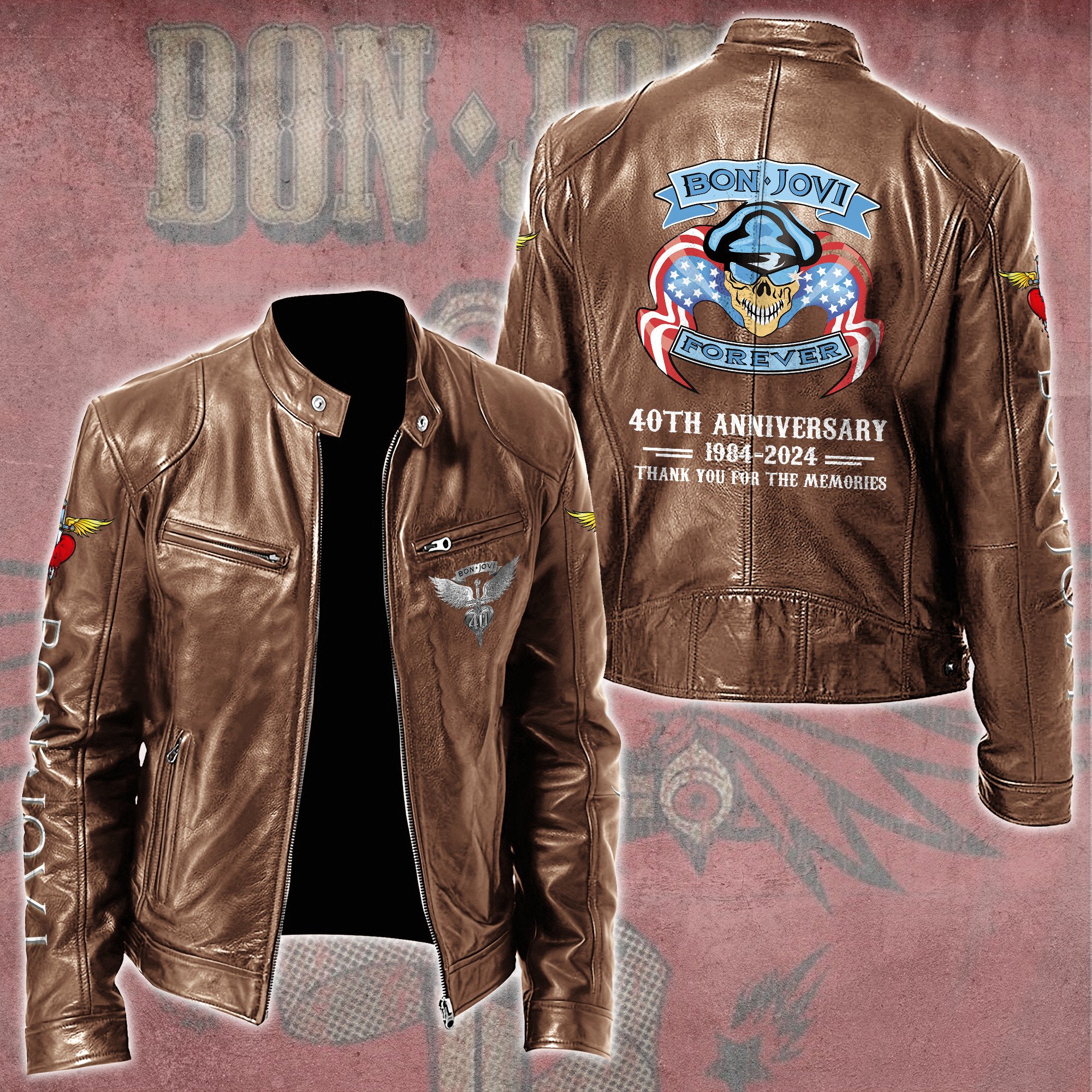 Bon Jovi Music Leather Bomber Jacket