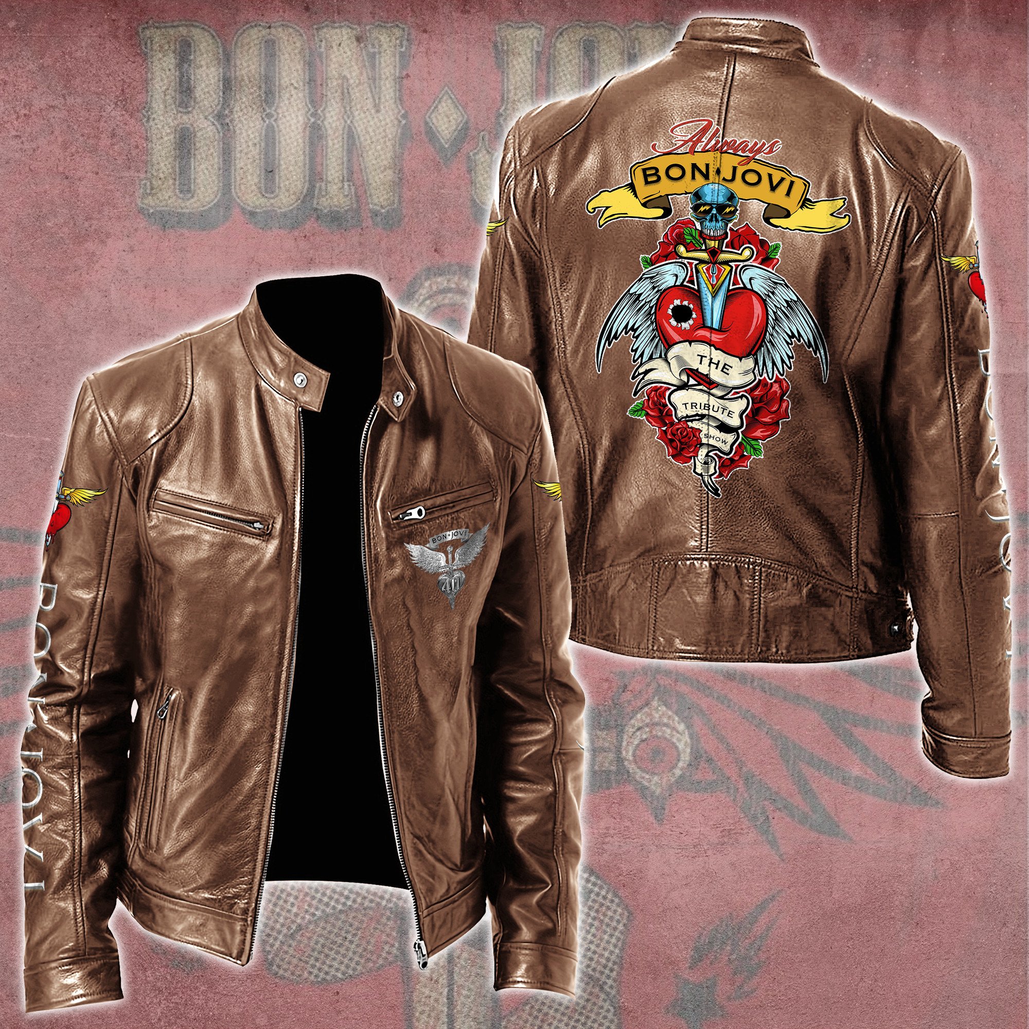 Bon Jovi Music Leather Bomber Jacket