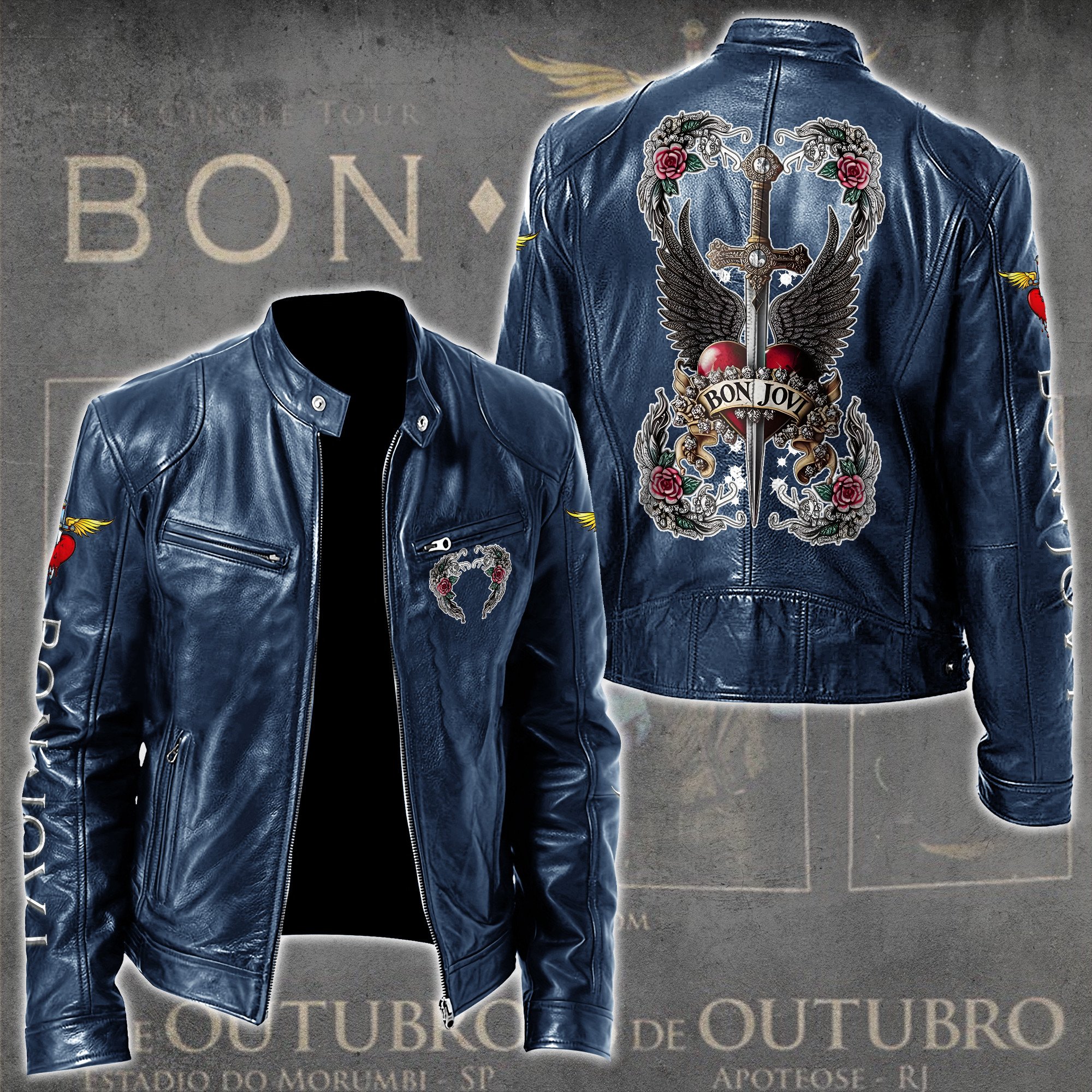 Bon Jovi Music Leather Bomber Jacket