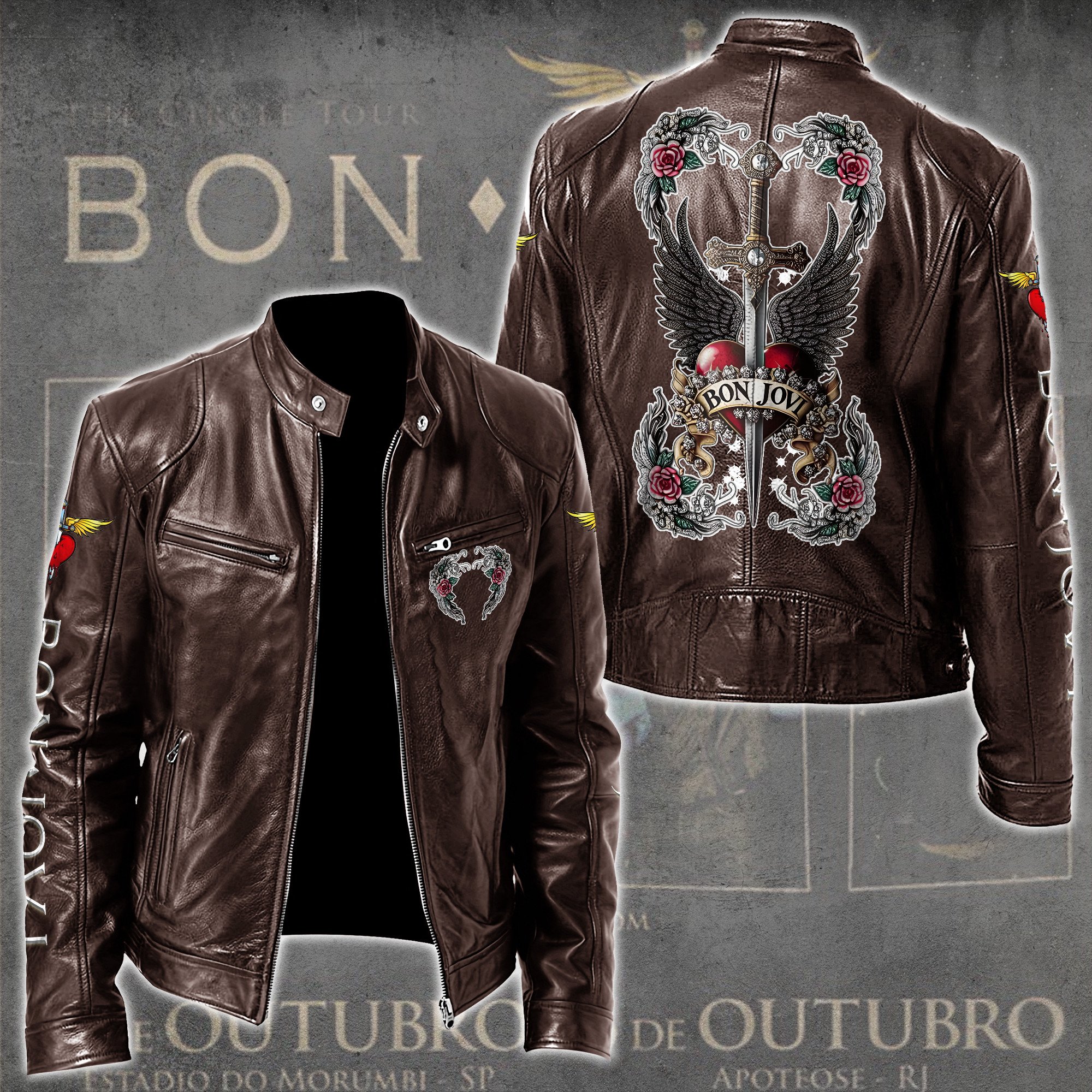 Bon Jovi Music Leather Bomber Jacket