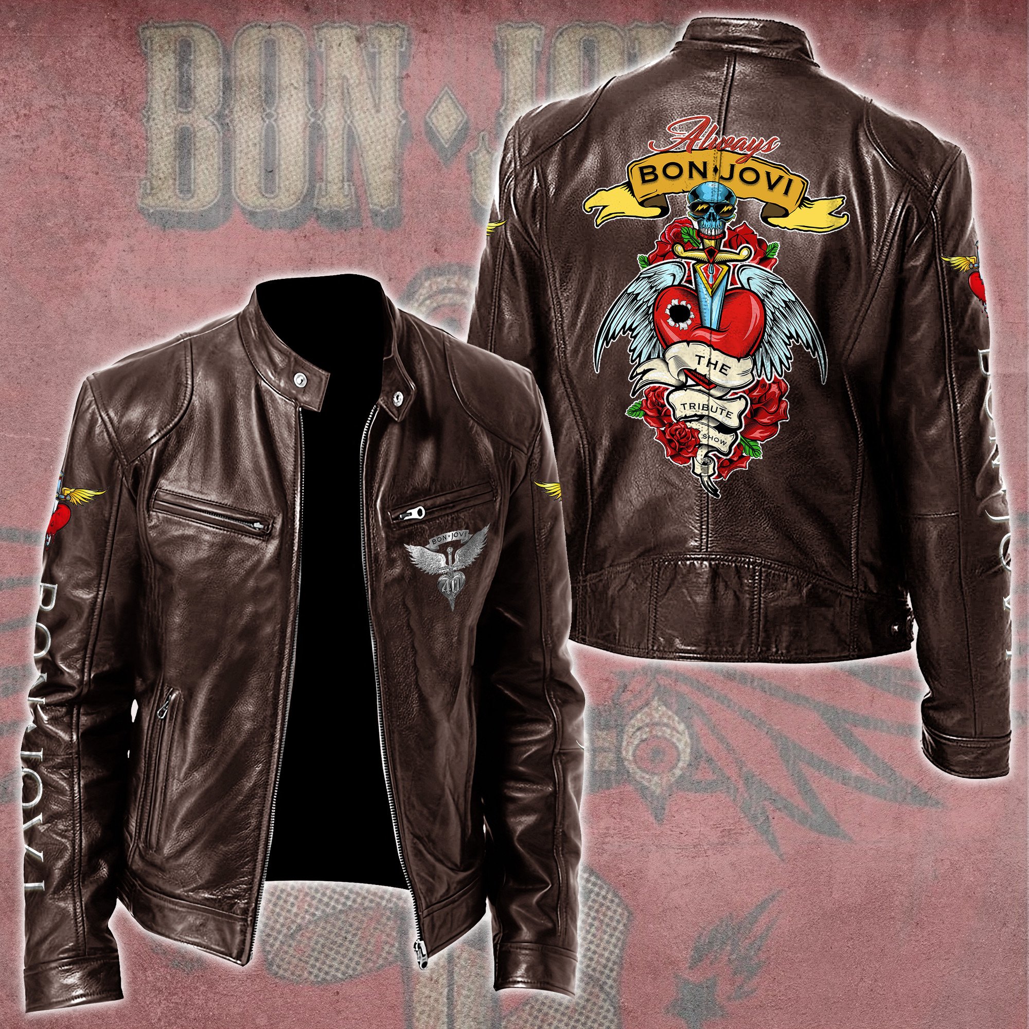 Bon Jovi Music Leather Bomber Jacket