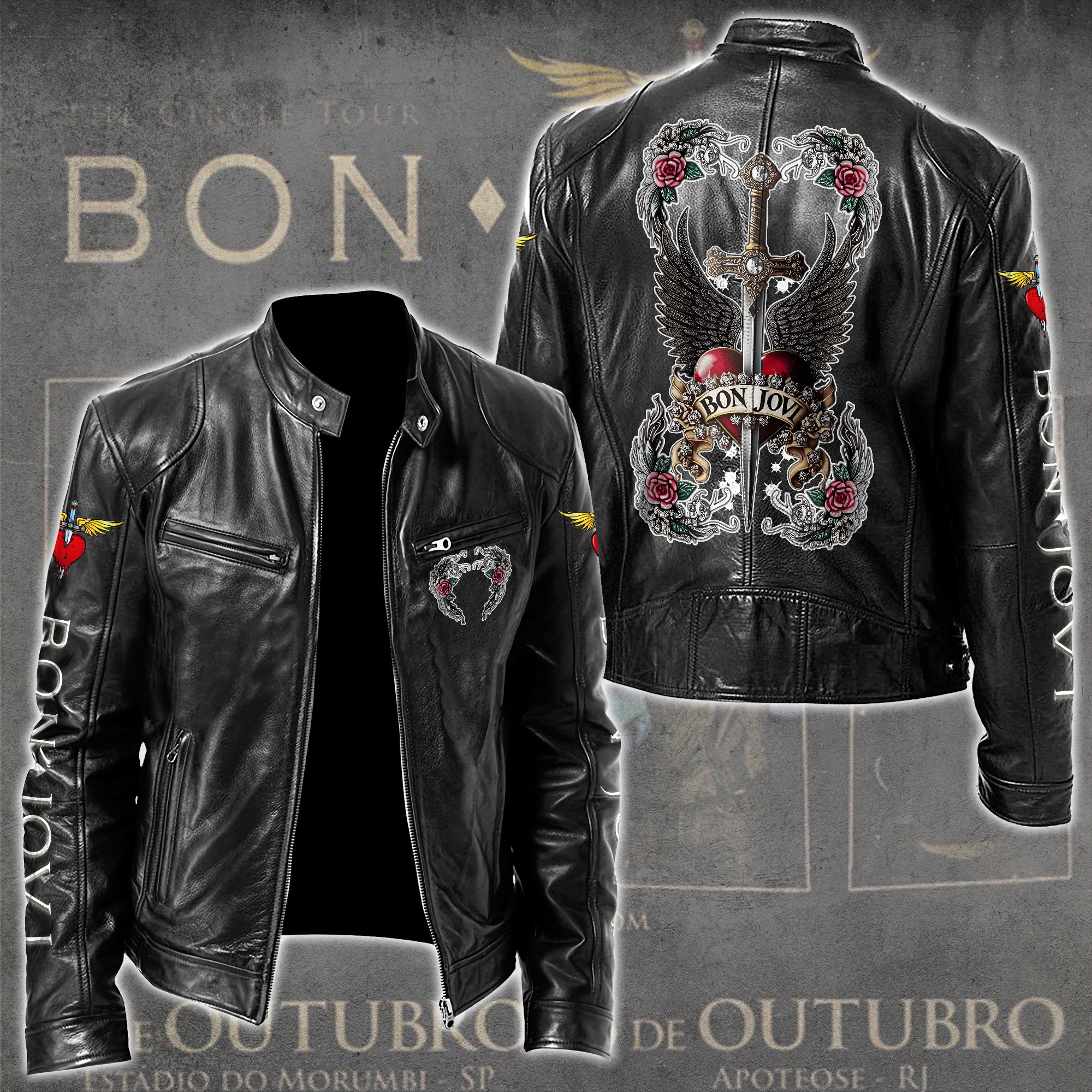 Bon Jovi Music Leather Bomber Jacket