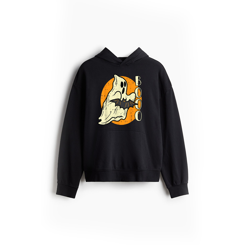 Boo Ghost Bat Retro Vintage Groovy Halloween Hoodie