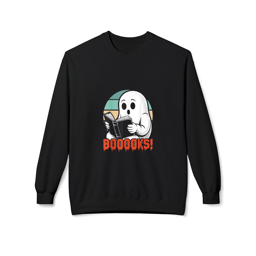 Booooks Ghost Halloween Vintage Teacher Book Library Reading Sweatshirts