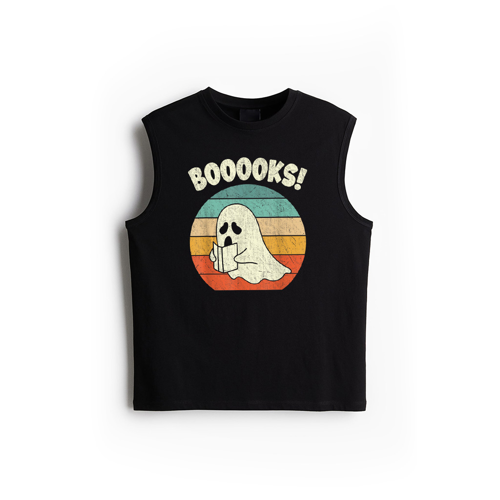 Booooks Ghost Halloween Vintage Teacher Book Library Reading Tank Top
