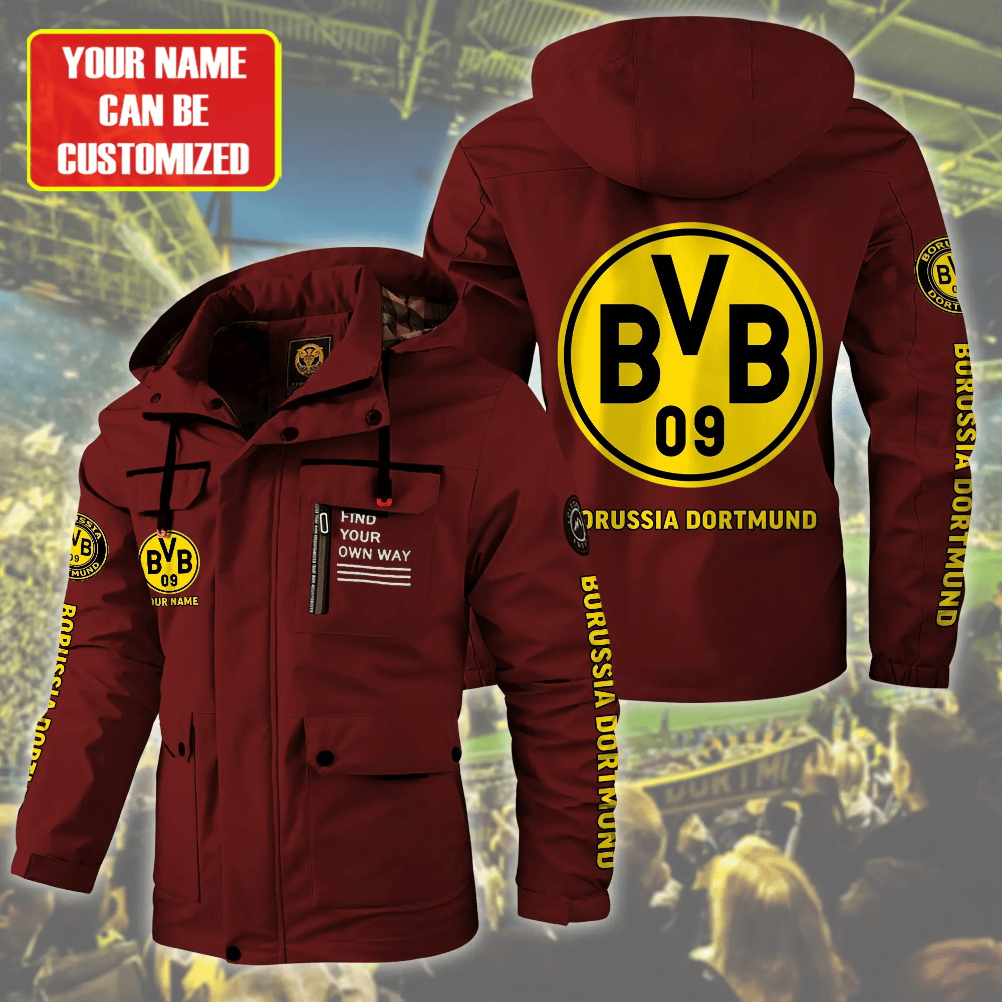 Borussia Dortmund Bundesliga Personalized Style Jacket Parka Windbreaker