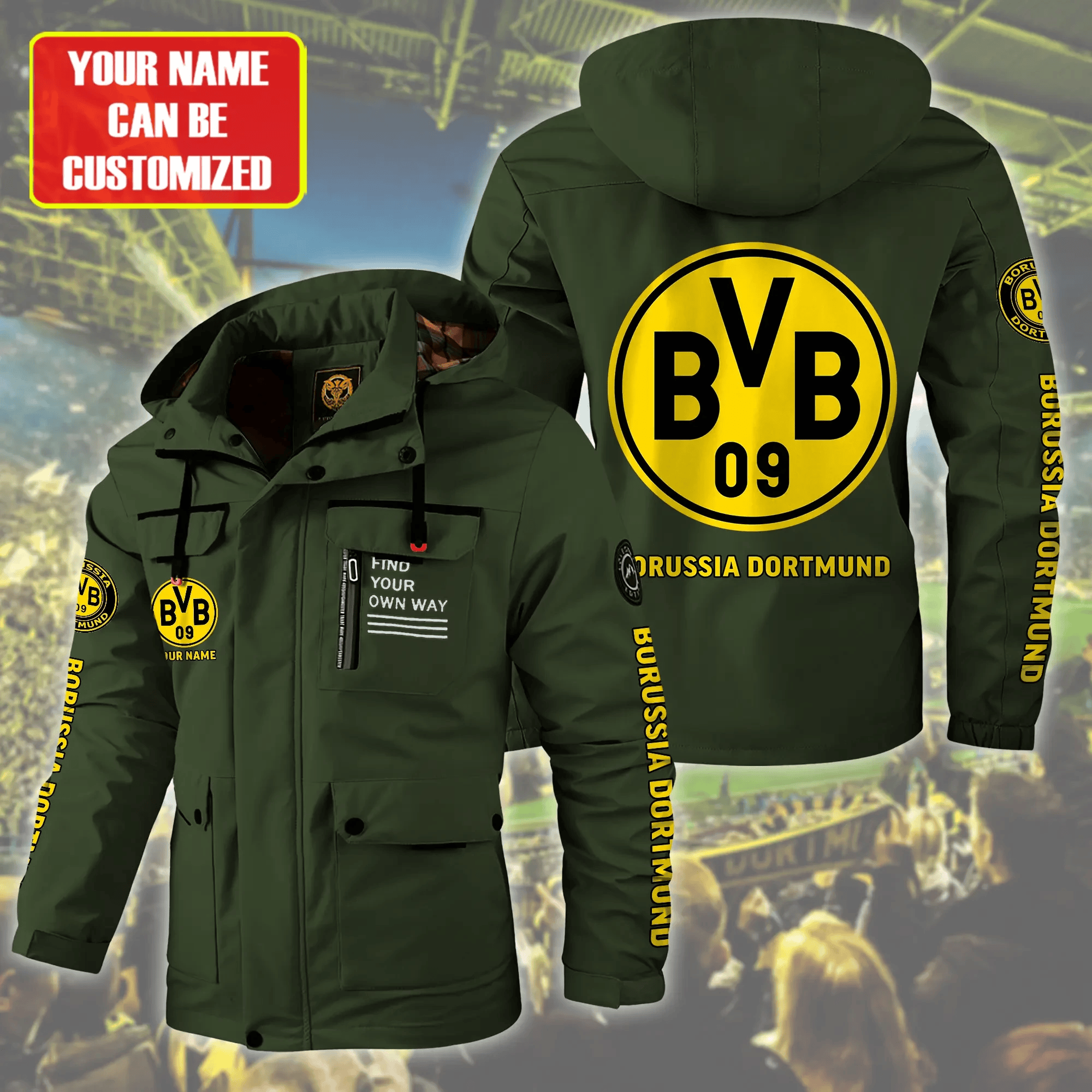 Borussia Dortmund Bundesliga Personalized Style Jacket Parka Windbreaker