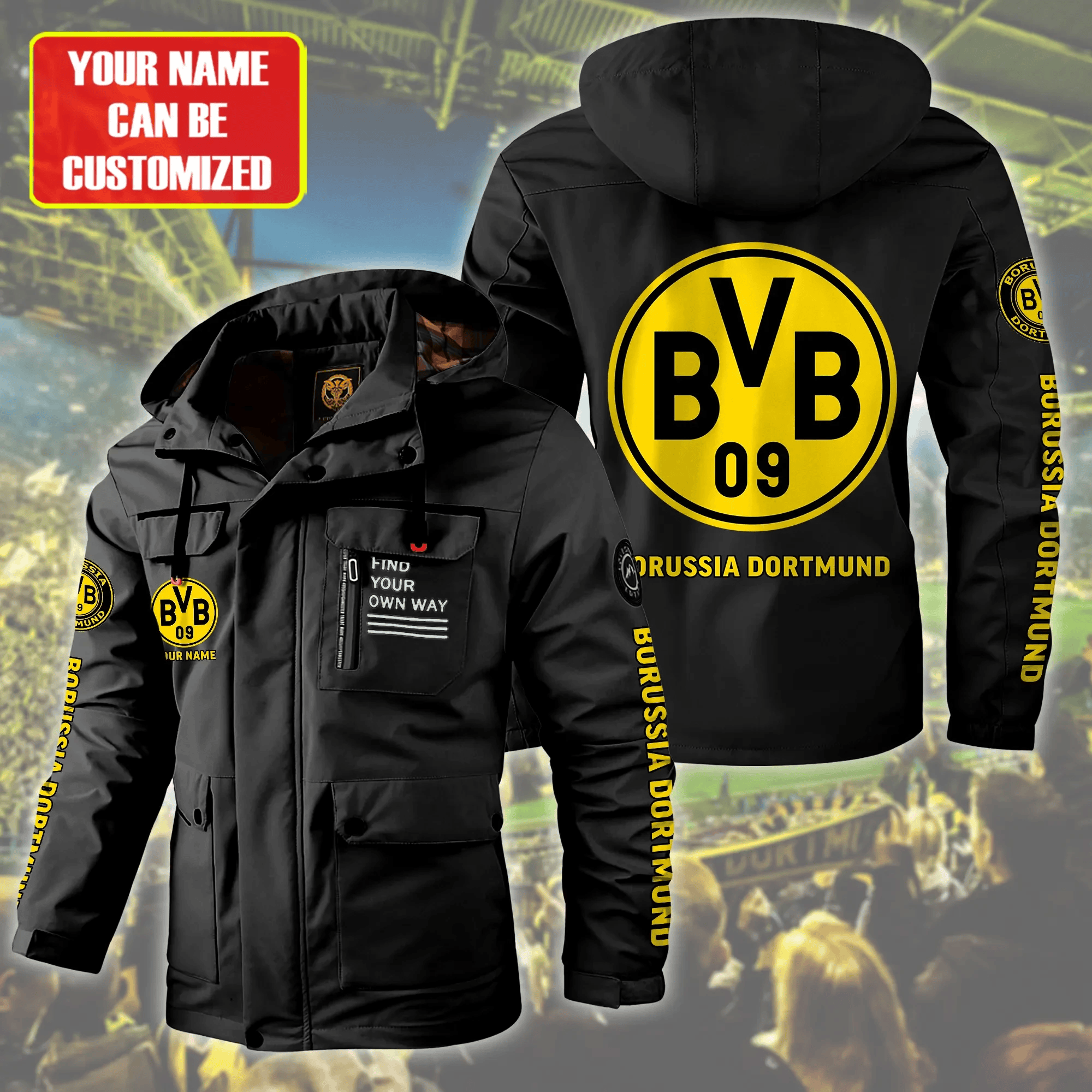 Borussia Dortmund Bundesliga Personalized Style Jacket Parka Windbreaker